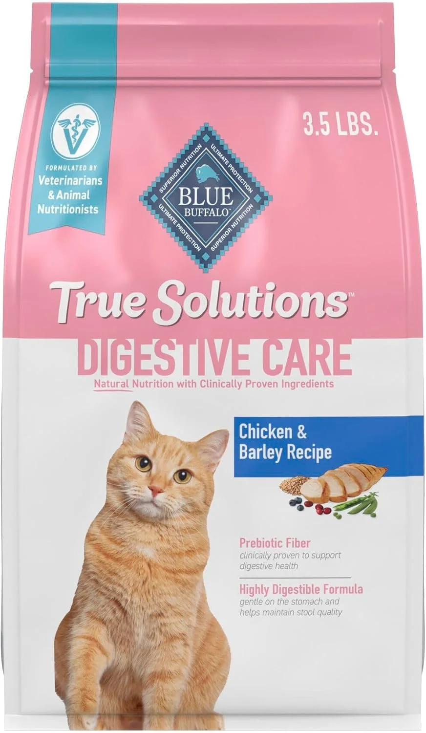 غذای خشک گربه بالغ بلو بوفالو True Solutions Blissful Belly با طعم مرغ، مراقبت از دستگاه گوارش، 1.5 کیلوگرمی