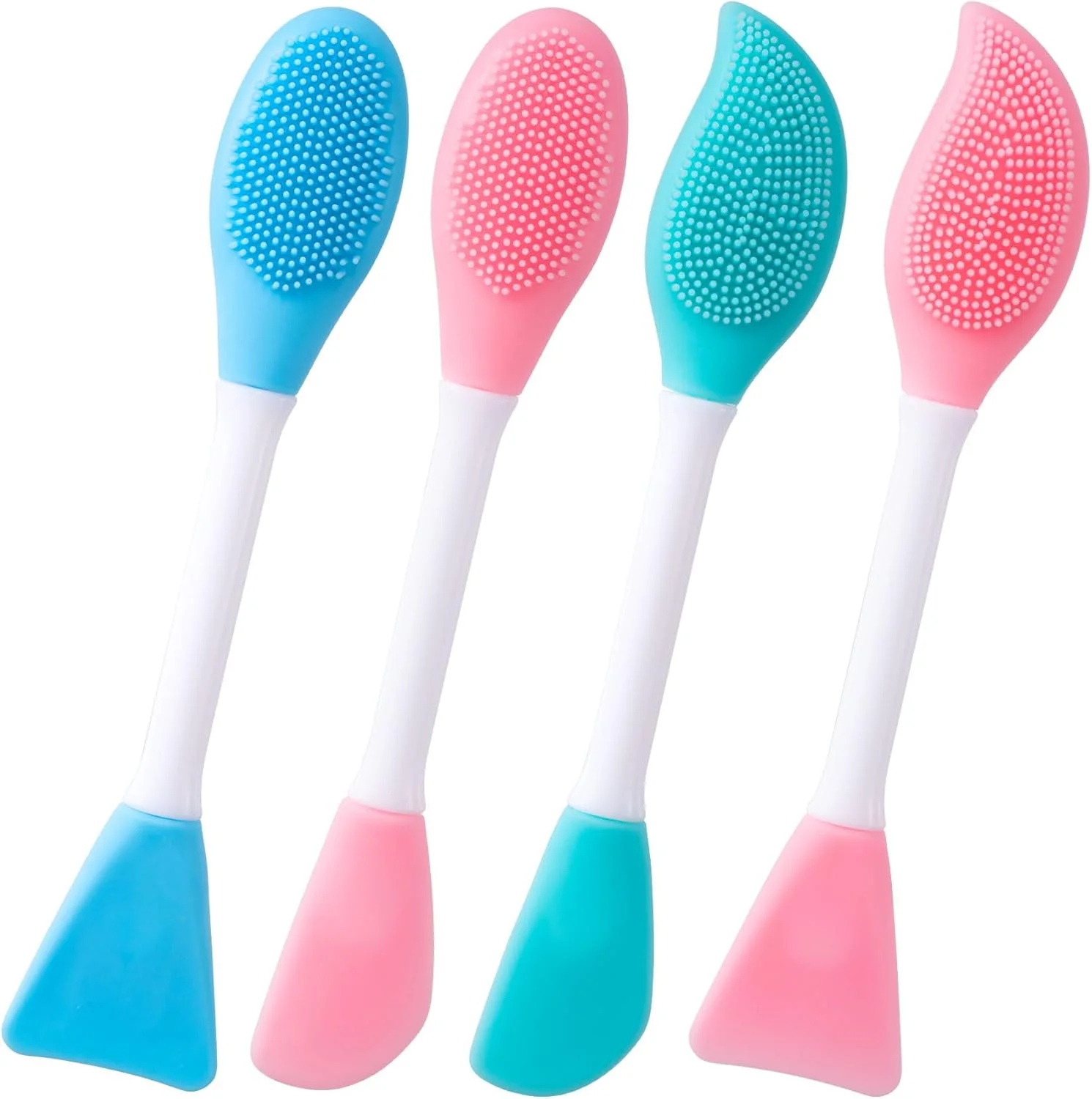 YALOJE 4pcs Silicone Facial Cleansing Brush, 2 in 1 Double-Sided Facial Scrubber Pore Cleansing Brush, Reusable Face Mask Applicator Tool Skincare Accessories for Makeup, Blackheads Removal