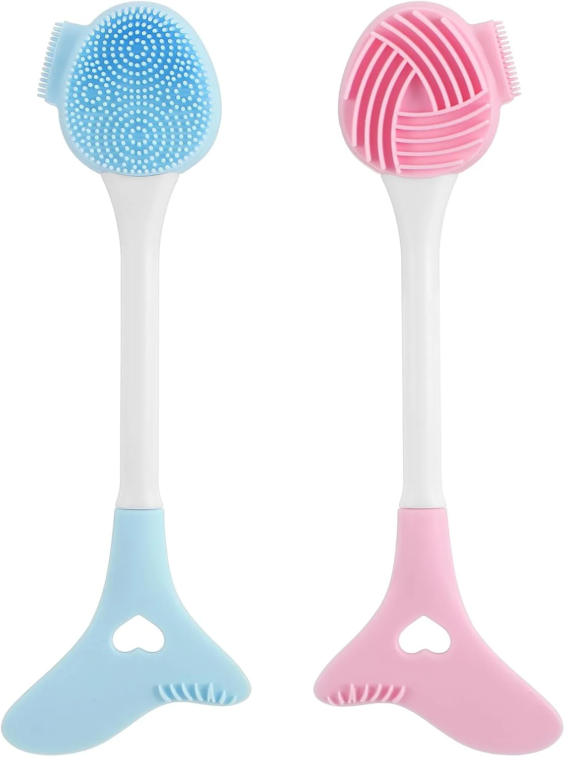 وانمو برس سیلیکونی شستشوی صورت 2 عددی، برس پاک کننده لب، برس پاک کننده/شستشوی صورت، برس پاک کننده منافذ و اسکرابر منافذ صورت (آبی و صورتی)