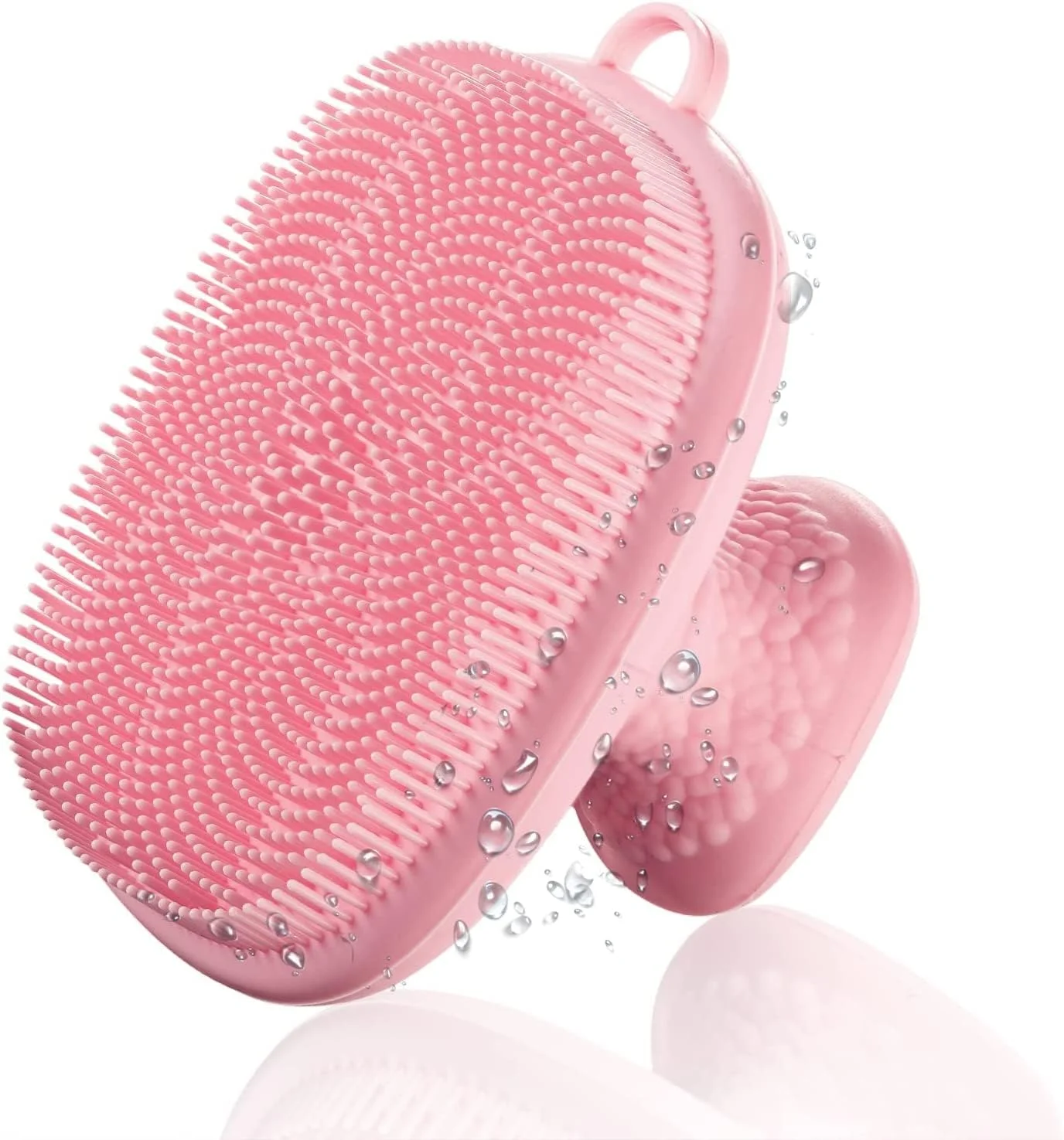 X spring Silicone Face Scrubber Brush, Wash Brush Manual Waterproof Cleansing Skin Care Face Brushes for Cleansing and Exfoliating, Gentle Face Silicone Wash Brush for Women and Men (Pink)
