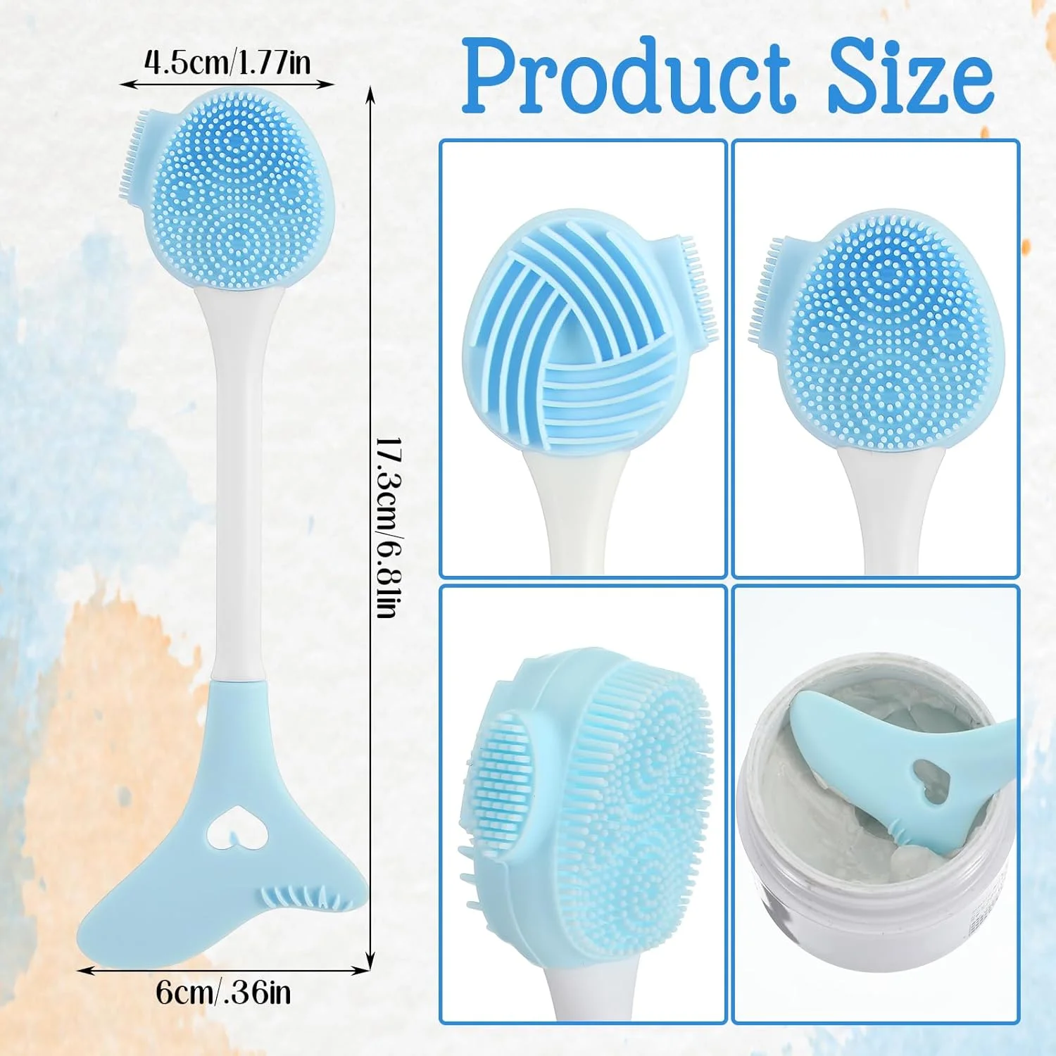 وانمو برس سیلیکونی شستشوی صورت 2 عددی، برس پاک کننده لب، برس پاک کننده/شستشوی صورت، برس پاک کننده منافذ و اسکرابر منافذ صورت (آبی و صورتی)