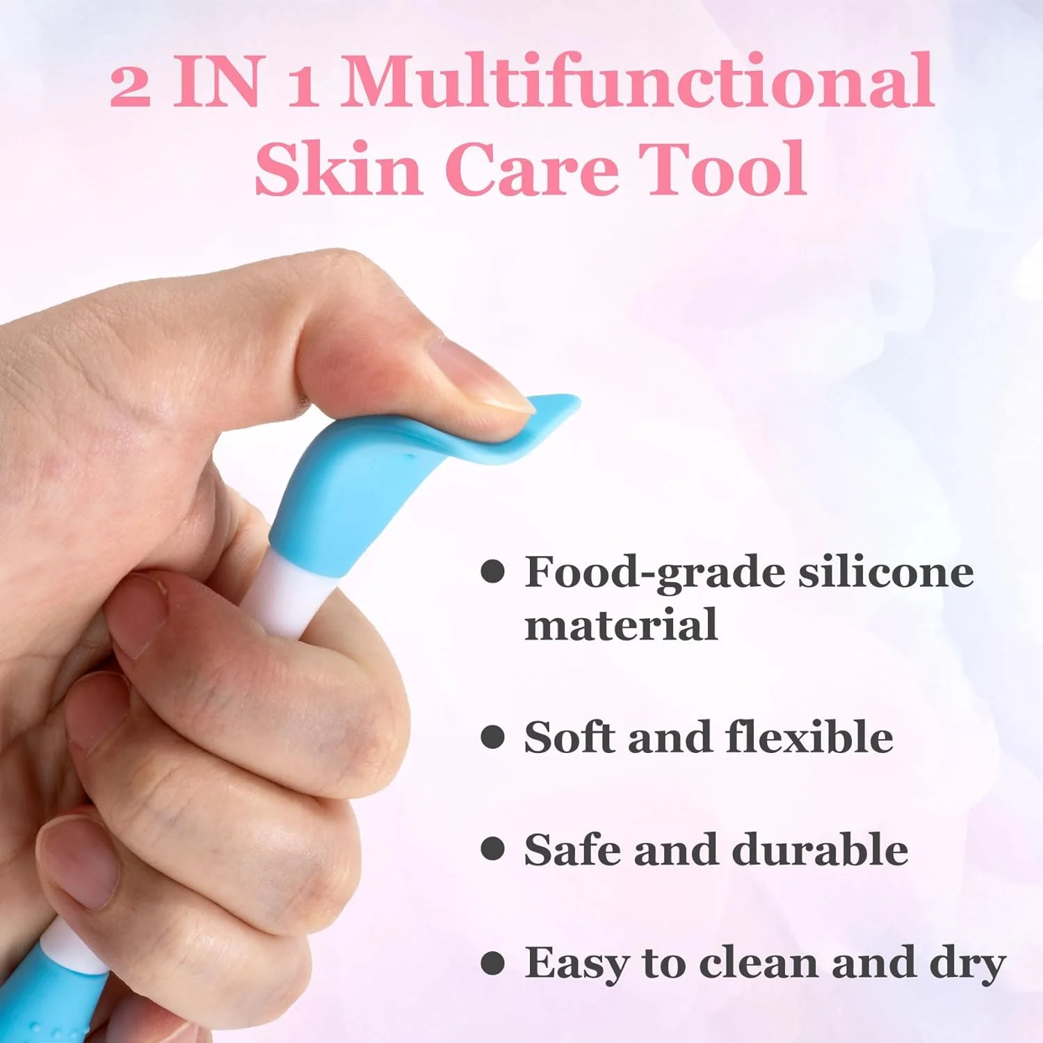 YALOJE 4pcs Silicone Facial Cleansing Brush, 2 in 1 Double-Sided Facial Scrubber Pore Cleansing Brush, Reusable Face Mask Applicator Tool Skincare Accessories for Makeup, Blackheads Removal