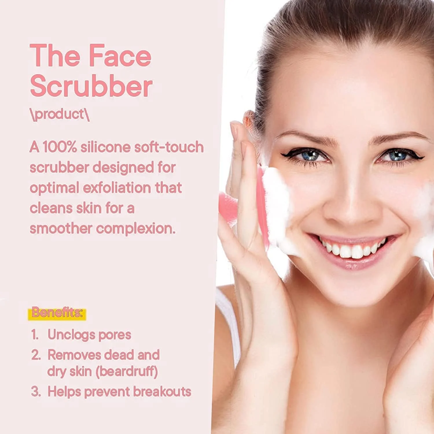 X spring Silicone Face Scrubber Brush, Wash Brush Manual Waterproof Cleansing Skin Care Face Brushes for Cleansing and Exfoliating, Gentle Face Silicone Wash Brush for Women and Men (Pink)