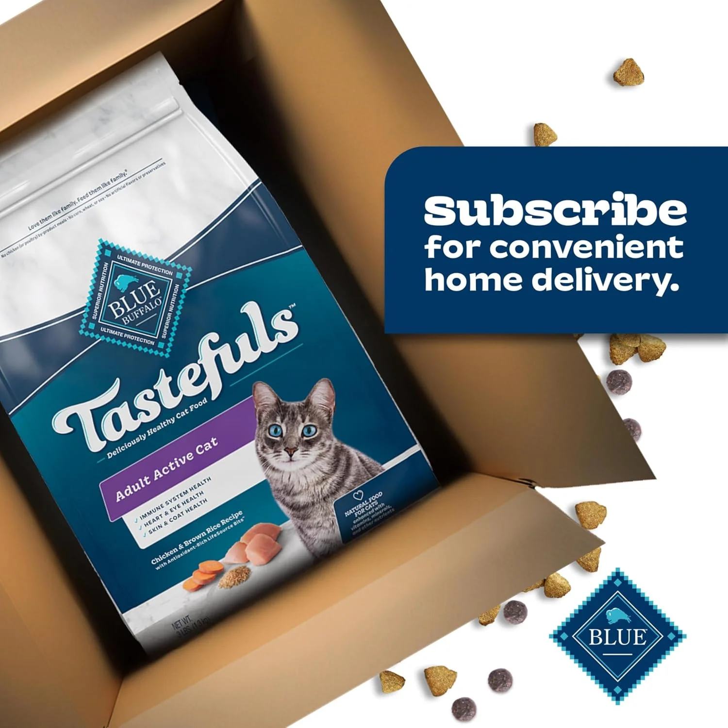 Blue Buffalo Tastefuls Natural Dry Food for Active Adult Cats, Chicken and Brown Rice Recipe, 7-lb. Bag Blue Buffalo Tastefuls Natural Dry Food for Active Adult Cats, Chicken and Brown Rice Recipe, 7-lb. Bag