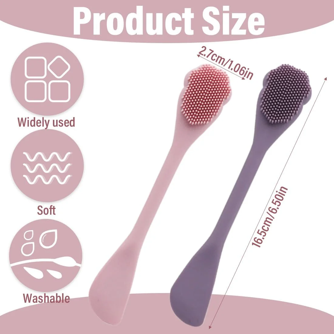 برس های پاک کننده دستی صورت UEIOAVL، 2 عدد برس پاک کننده صورت برس ماسک سیلیکونی 2 در 1 طرح پنجه گربه (صورتی، بنفش)