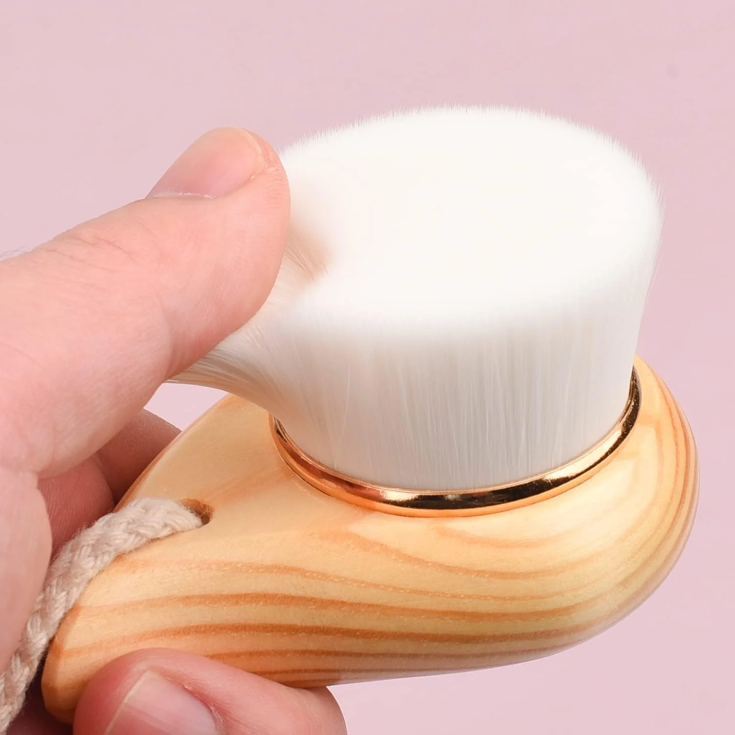 برس شستشوی صورت چوبی، برس صورت، برس پاک کننده صورت با دسته چوبی، برس نرم دستی، برس پاک کننده صورت، برس منافذ، برس صورت برای شستشوی منافذ، لایه برداری و ماساژ