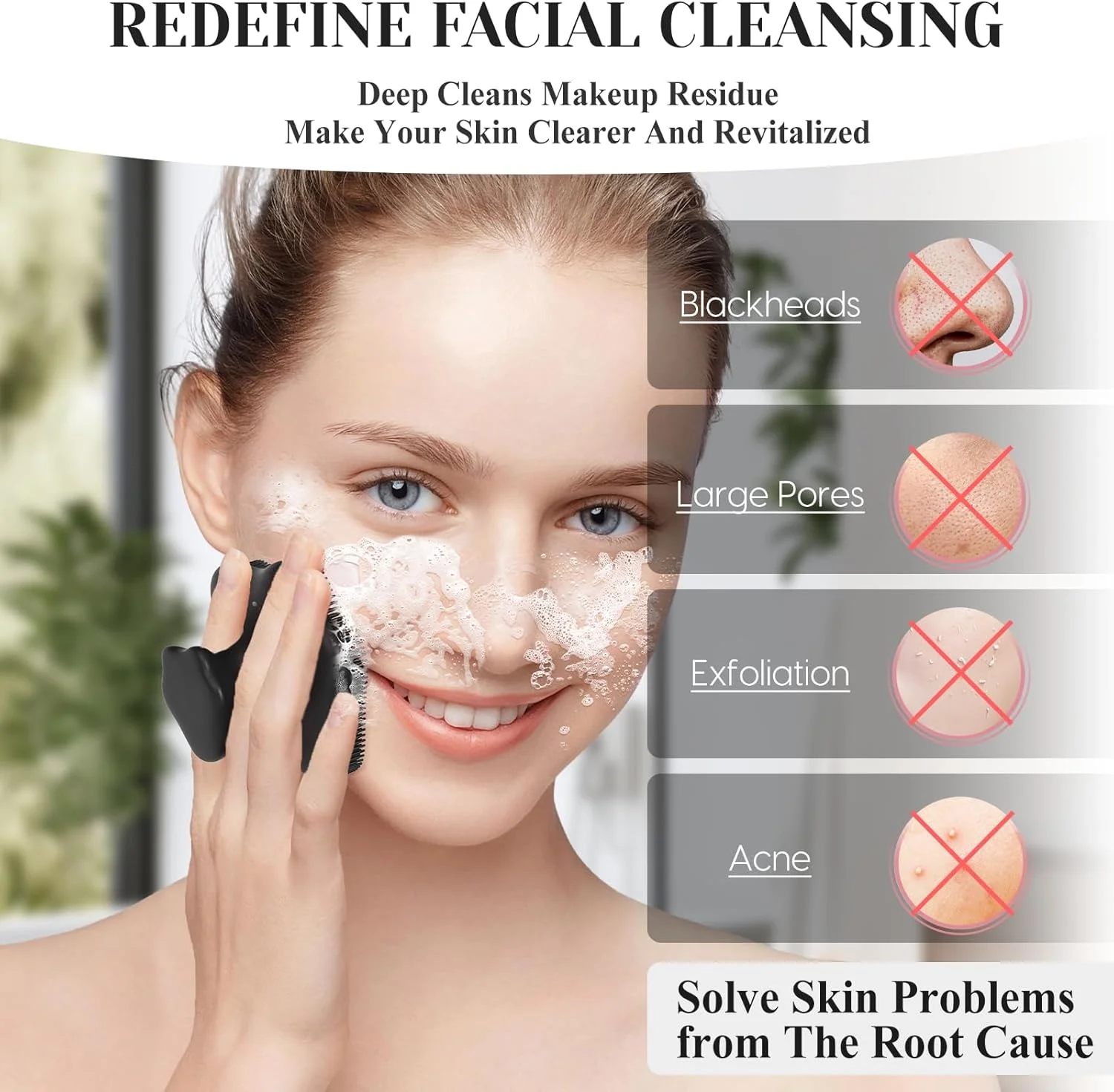 فیس براش سیلیکونی VWMYQ - اسکرابر لایه بردار صورت برای زنان و مردان، برس پاک کننده ملایم صورت برای جوش های سرسیاه، آکنه، پد منافذ باز، کلاه گهواره، برس شستشوی دستی نرم صورت برای مراقبت عمیق از پوست