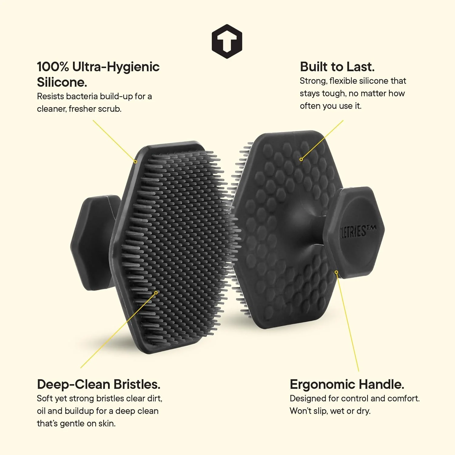 پد سیلیکونی اسکراب صورت Tooletries - پد لایه بردار و ماساژور ملایم - از بین برنده پوست های مرده و خشک، افزودنی نشاط بخش به روتین نظافت - لوازم جانبی حمام و دوش با بافت نرم - ذغالی