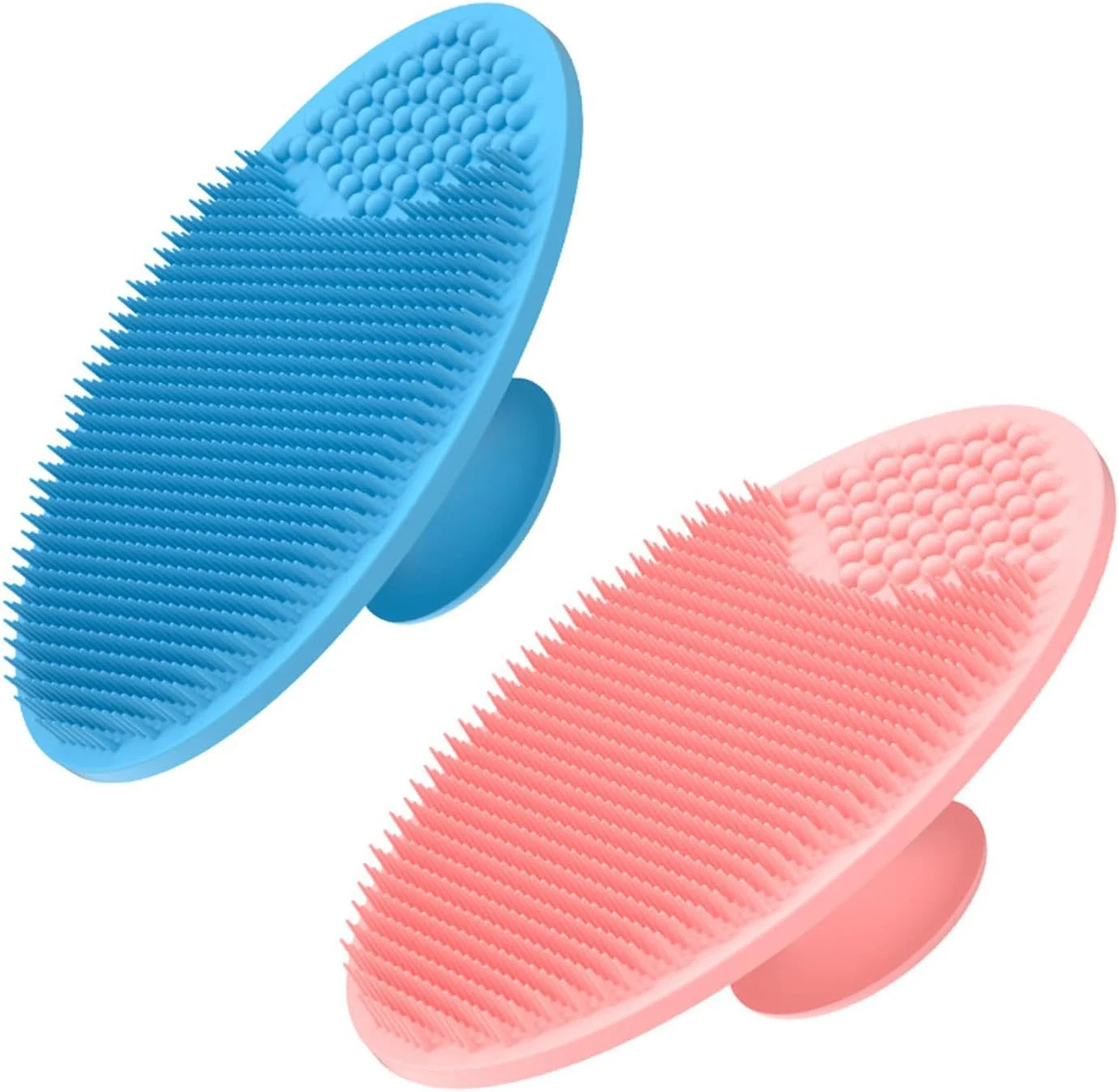 ورازکی بسته 2 عددی برس سیلیکونی حمام کودک و لایه بردار دستی صورت - پد ابزار لایه بردار و ماساژ ملایم صورت، برس کلاه گهواره کودک، اگزما و مراقبت از پوست خشک، لایه بردار نرم