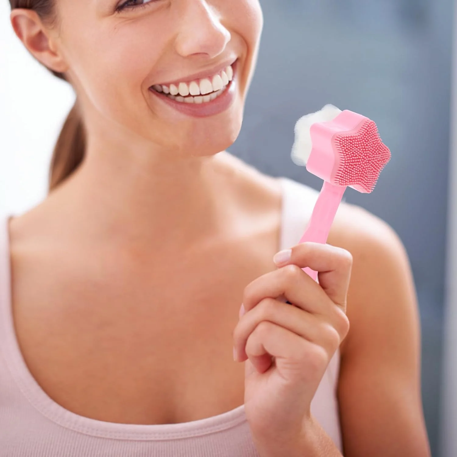 برس صورت Uonlytech 2 در 1، برس پاک کننده دستی صورت، برس لایه بردار دستی صورت، برس پاک کننده صورت با موهای نرم، برس شستشوی صورت سیلیکونی، برس صورت، برس منافذ، مسافرتی مات