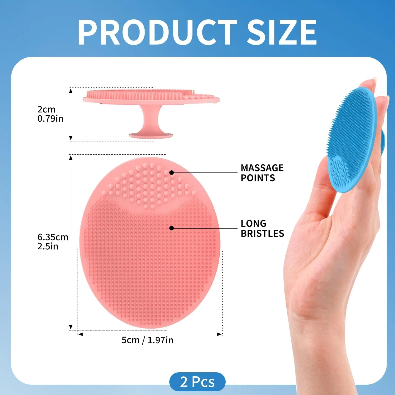 ورازکی بسته 2 عددی برس سیلیکونی حمام کودک و لایه بردار دستی صورت - پد ابزار لایه بردار و ماساژ ملایم صورت، برس کلاه گهواره کودک، اگزما و مراقبت از پوست خشک، لایه بردار نرم