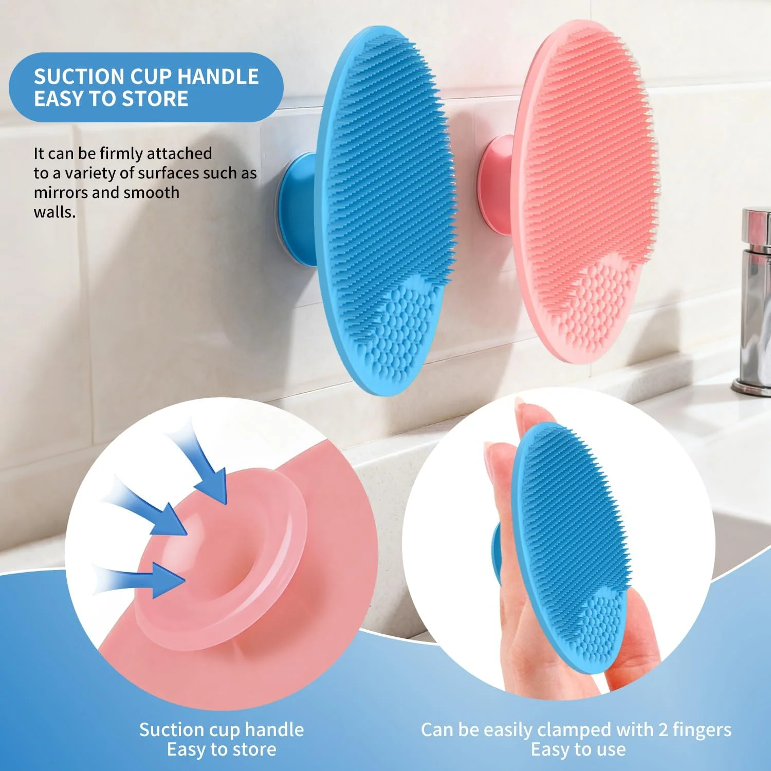 ورازکی بسته 2 عددی برس سیلیکونی حمام کودک و لایه بردار دستی صورت - پد ابزار لایه بردار و ماساژ ملایم صورت، برس کلاه گهواره کودک، اگزما و مراقبت از پوست خشک، لایه بردار نرم