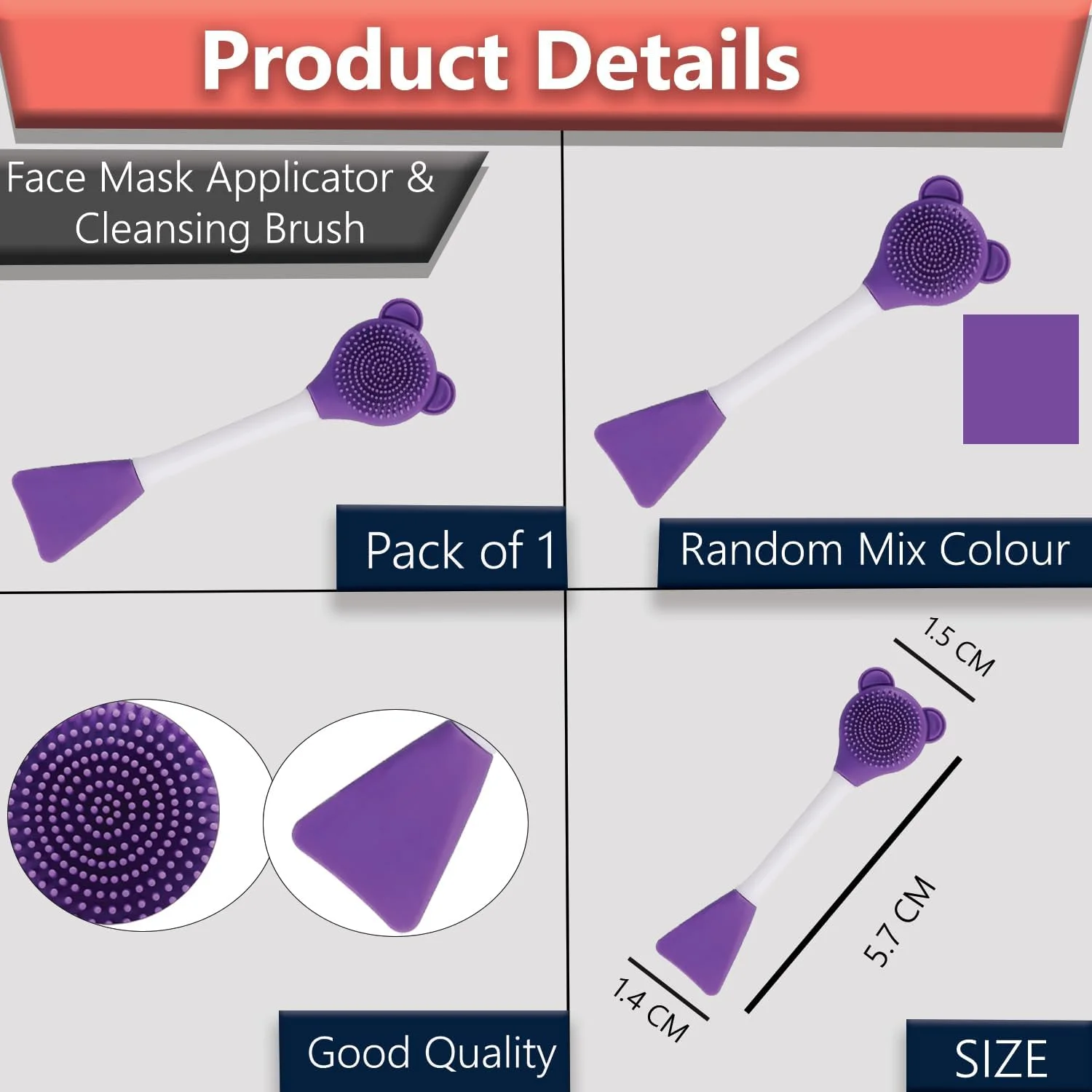 تمپریا (1 عدد) برس اسکراب سیلیکونی 2 در 1 صورت برای آقایان و بانوان - ابزار ماساژ صورت برای پاکسازی - برس لایه بردار برای شستشوی صورت (رنگ های تصادفی) (MN02)