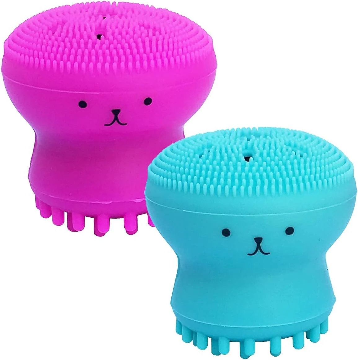 برس پاک کننده صورت تزویق، 2 عددی، برس و ماساژور دستی سیلیکونی صورت، برس پاک کننده به شکل اختاپوس، پاک کننده عمیق، لایه برداری ملایم، ماساژ پوست