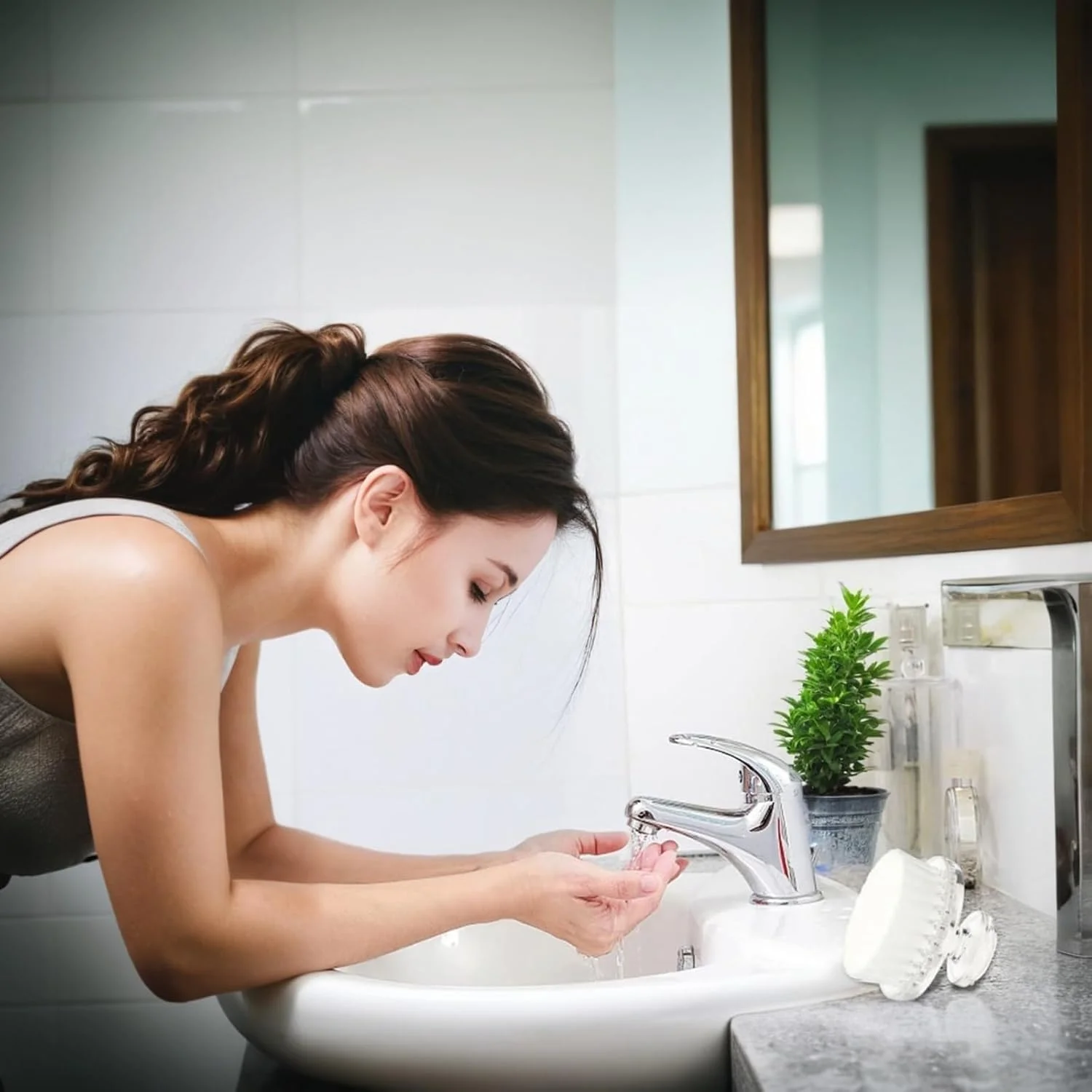 برس پاک کننده نرم صورت به همراه درب - لایه برداری ملایم صورت، مراقبت ملایم از پوست، پاک کننده دستی و ماساژ صورت، برس پاک کننده صورت سایز مسافرتی