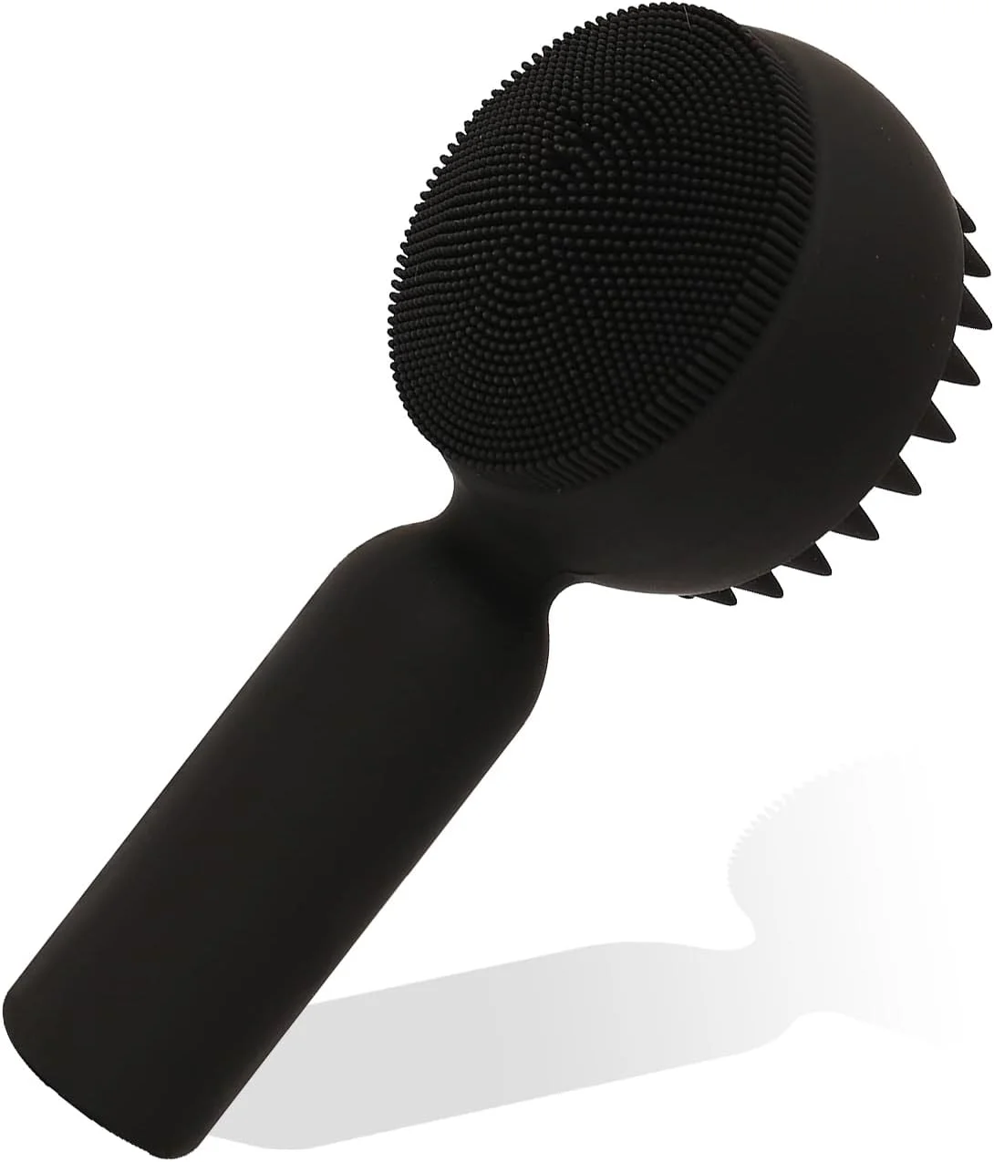 برس پاک کننده صورت سیلیکونی 2 در 1 اسکرابر لایه بردار برای پوست حساس - پاک کننده و لایه بردار دستی صورت - تمیز کردن آسان، کف فراوان - مشکی