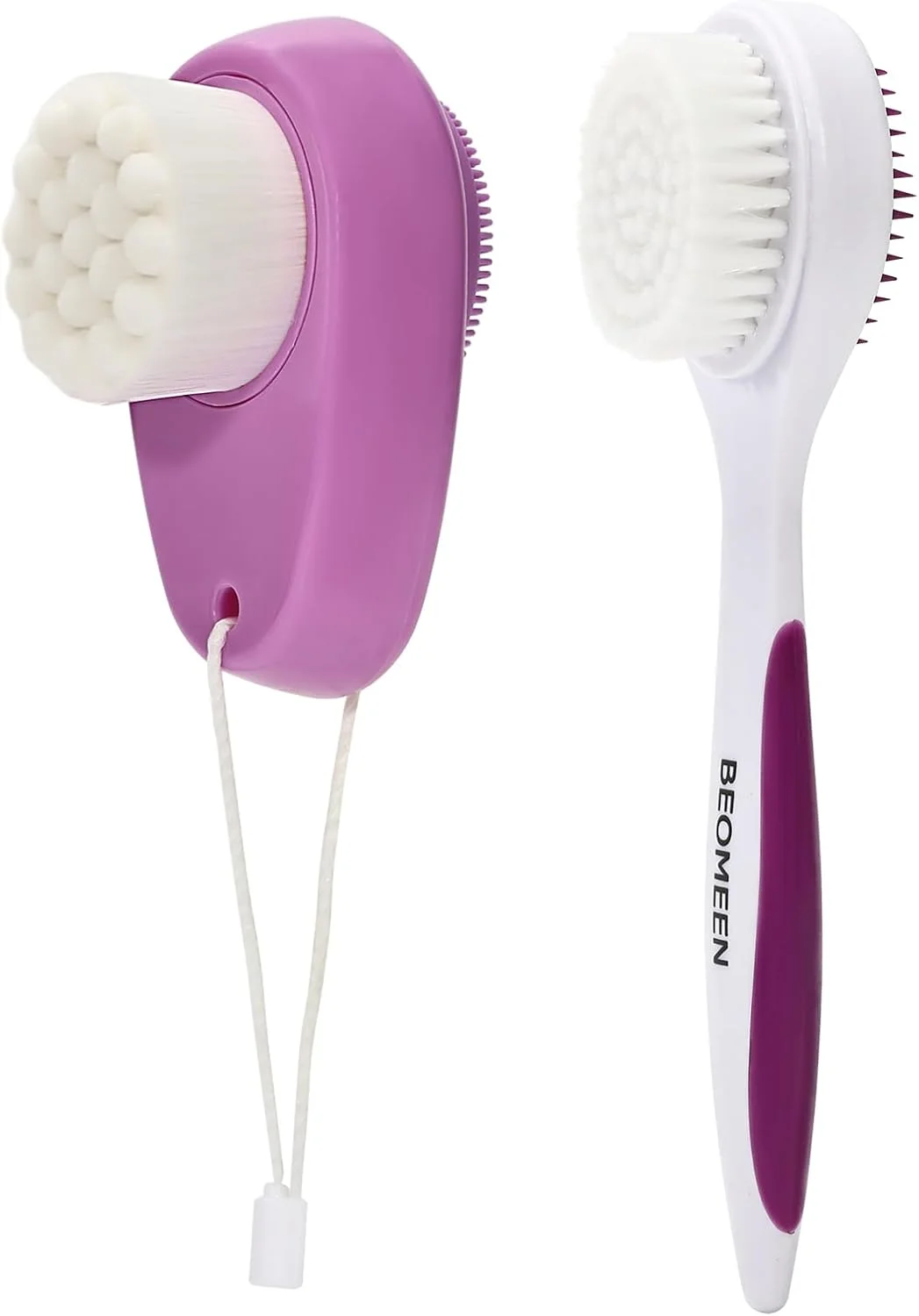 Silicone Face Scrubber Double Side, Handheld Facial Cleansing Brush 2 in 1 Face Cleanser Brush for Deep Cleansing and Exfoliating, Blackhead Makeup Removal 2 Pcs, Purple