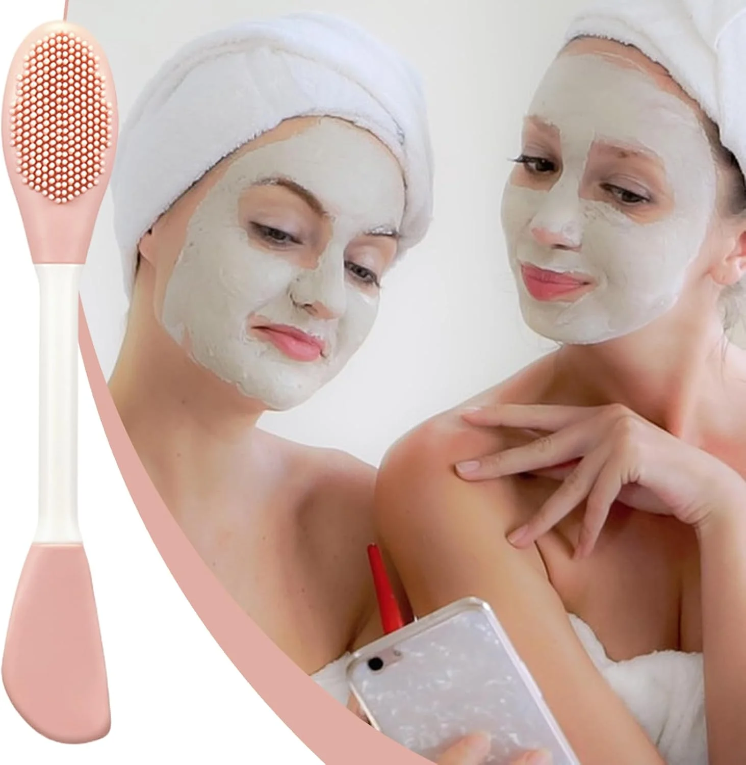 براش سیلیکونی صورت - اپلیکاتور دو طرفه اسکراب گِل صورت - ابزار اسکراب با دسته ارگونومیک، اپلیکاتور صورت محصولات مراقبت از پوست برای شستشوی آرایش در حمام و مسافرت