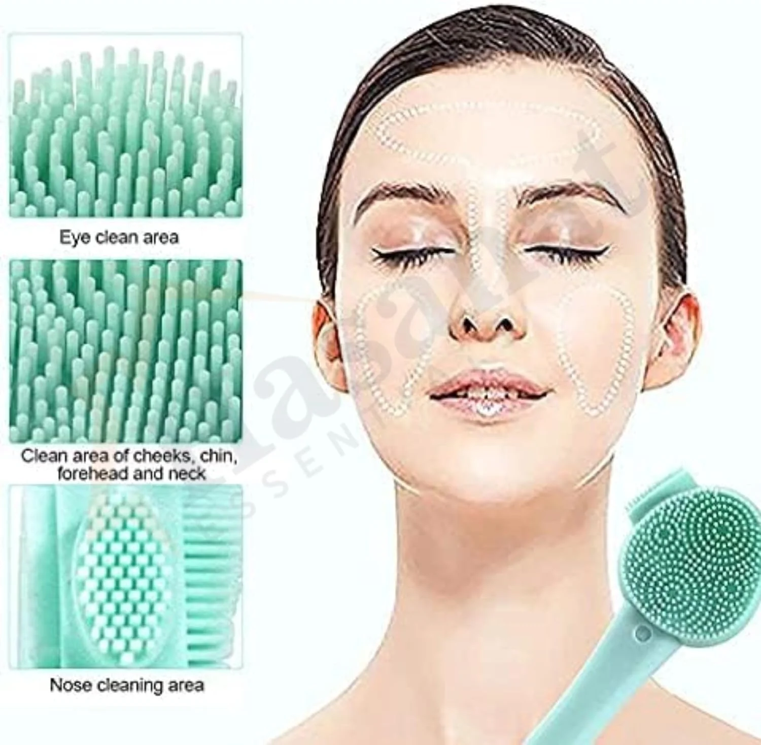 برس پاک کننده دستی صورت سیلیکونی، پاک کننده آرایش همه کاره، برس لایه بردار، برس شستشوی بینی، اپلیکاتور ماسک، اسکراپر آرایش، عالی برای پاکسازی، نگهداری و آرایش، (آبی)