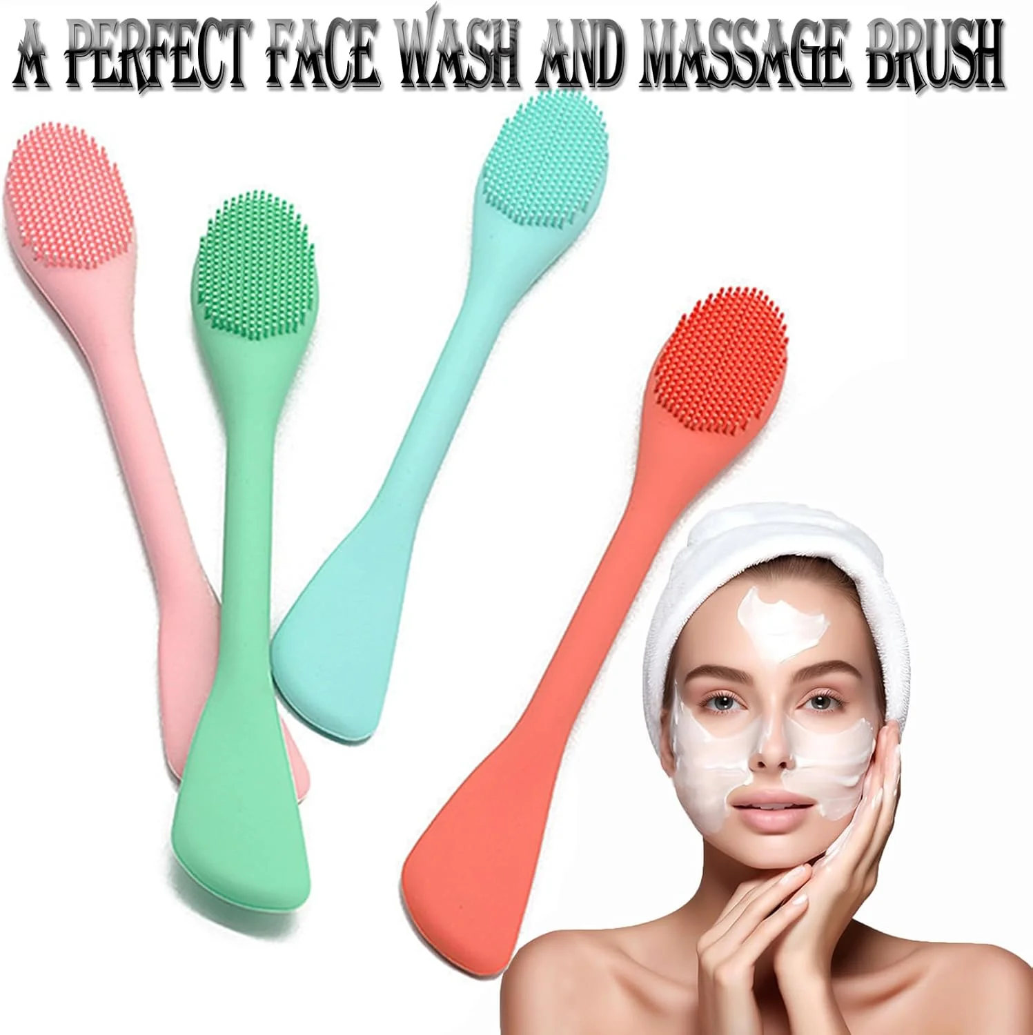 براش سیلیکونی برای استفاده از ماسک صورت، ابزارهای نرم و خودساز مراقبت از پوست، اسکرابر لایه بردار، براش پاک کننده صورت برای لایه برداری ملایم و عمیق (نارنجی/سبز)