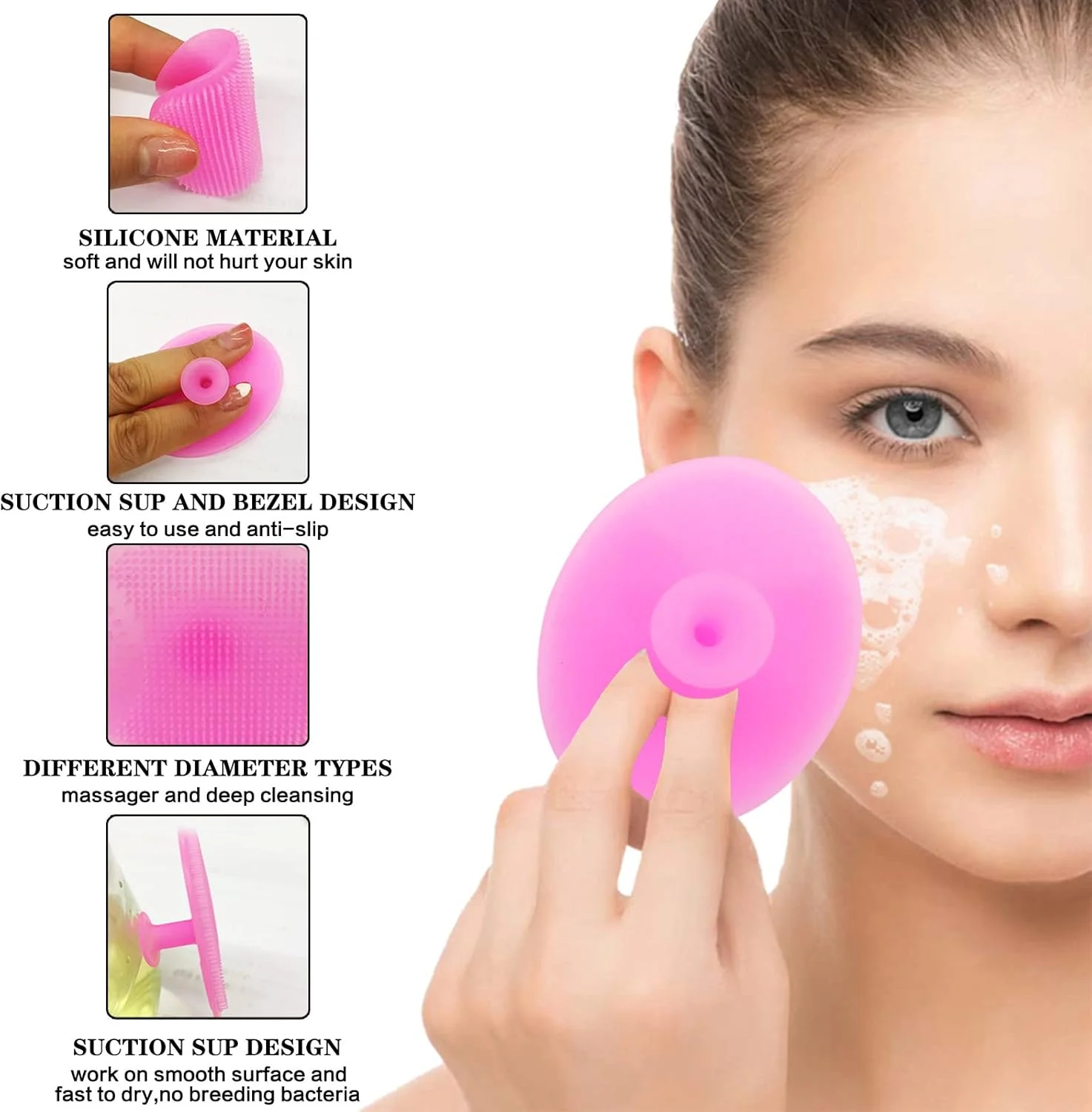 پد سیلیکونی اسکراب صورت، برس لایه بردار - پد برس پاک کننده صورت، بسته 3 عددی، اسکراب لایه بردار برای از بین بردن جوش های سرسیاه - منحصر به فرد برای دختر، خواهر، بهترین دوست، زنان (بسته 3 عددی، رنگ های مختلف)