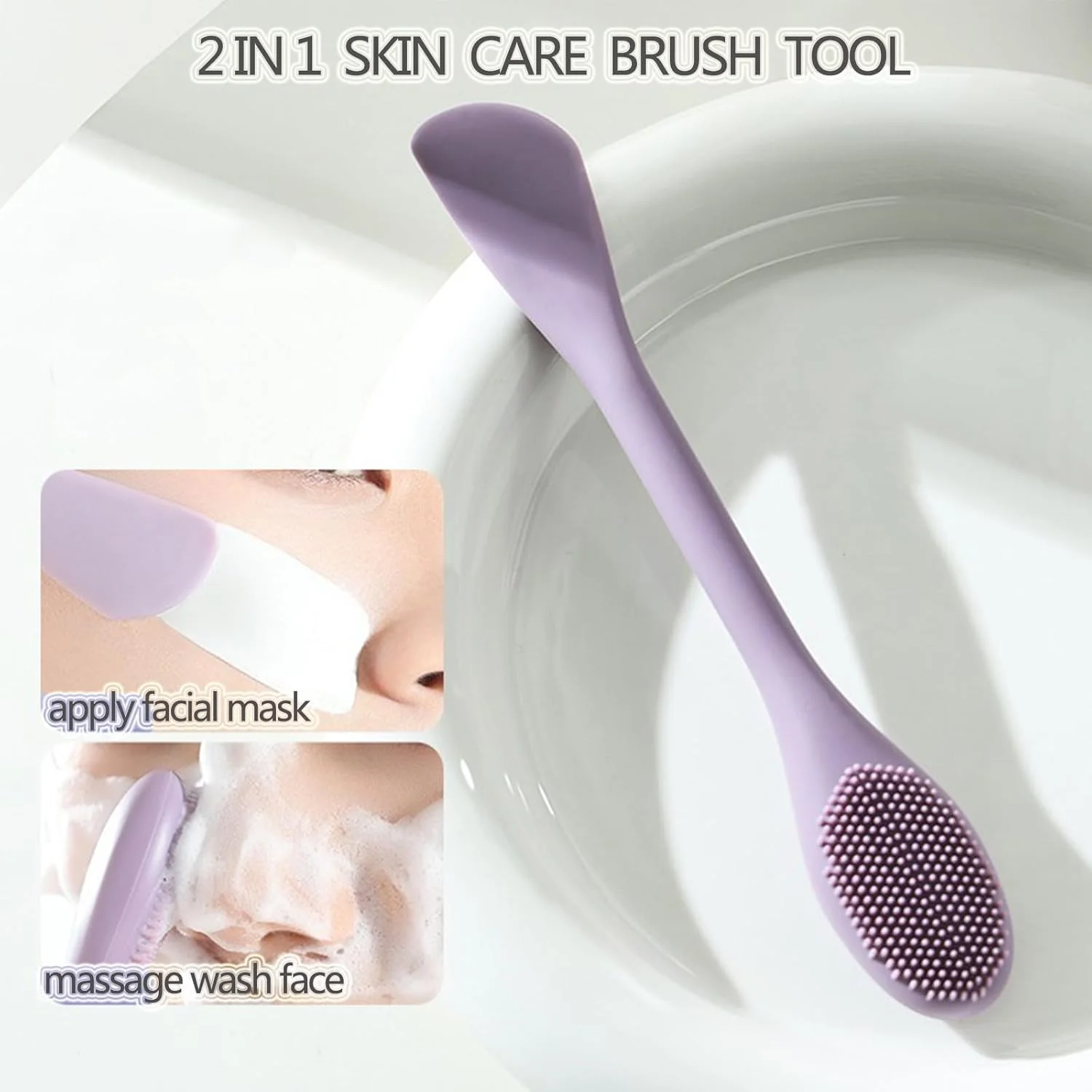 براش سیلیکونی برای استفاده از ماسک صورت، ابزارهای نرم و خودساز مراقبت از پوست، اسکرابر لایه بردار، براش پاک کننده صورت برای لایه برداری ملایم و عمیق (نارنجی/سبز)
