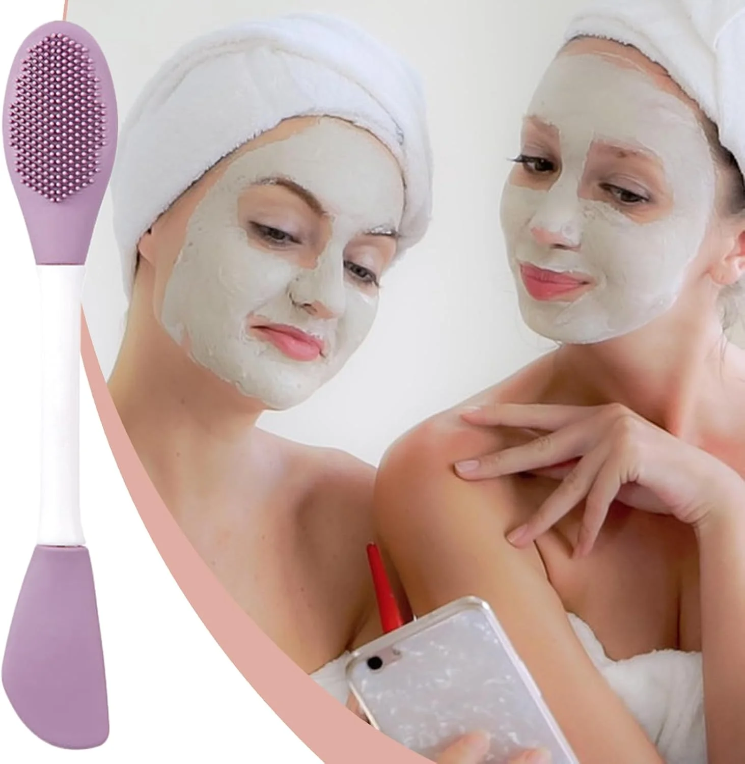 اسکرابر سیلیکونی صورت | اپلیکاتور دو سر اسکراب گل صورت، ابزار اپلیکاتور صورت با دسته ارگونومیک، لوازم جانبی زیبایی برای پاکسازی عمیق مناسب سفر، دوش و سالن های حرفه ای