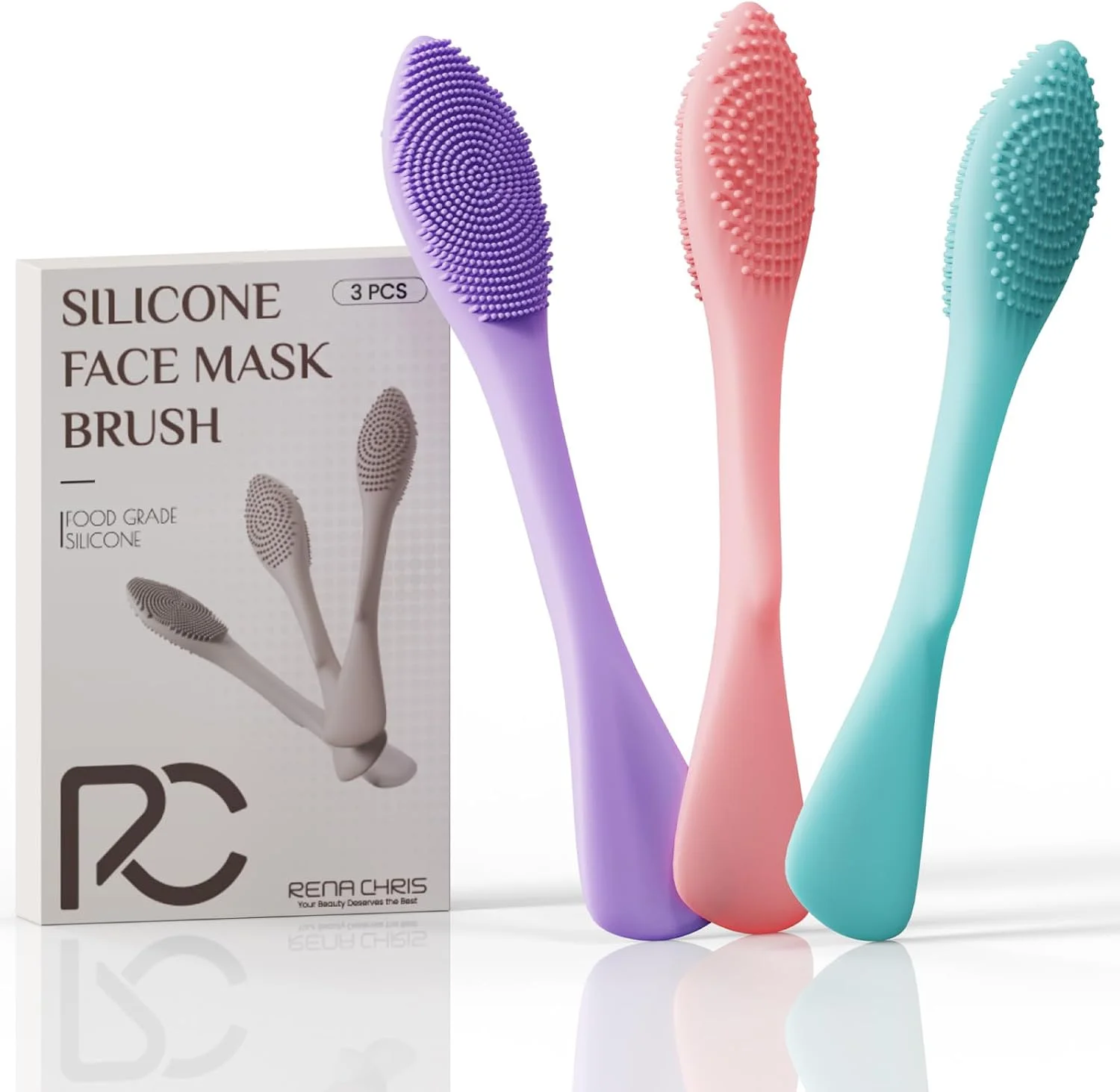 برس سیلیکونی شستشوی صورت رنا کریس، اپلیکاتور ماسک صورت 3 در 1 و برس پاک کننده منافذ، بسته 3 عددی برس پاک کننده دو طرفه صورت برای لایه برداری، حذف جوش های سرسیاه، اپلیکاتور مراقبت از پوست برای ماسک های گلی و رسی
