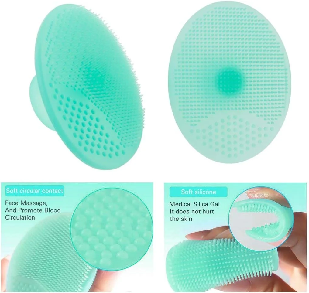 برس اسکراب سیلیکونی صورت - برس پاک کننده صورت، اسکرابر جوش سر سیاه، برس لایه بردار - پدهای پاک کننده صورت، پد پاک کننده دقیق منافذ، برس صورت حذف کننده جوش های سرسیاه - بسته 2 عددی