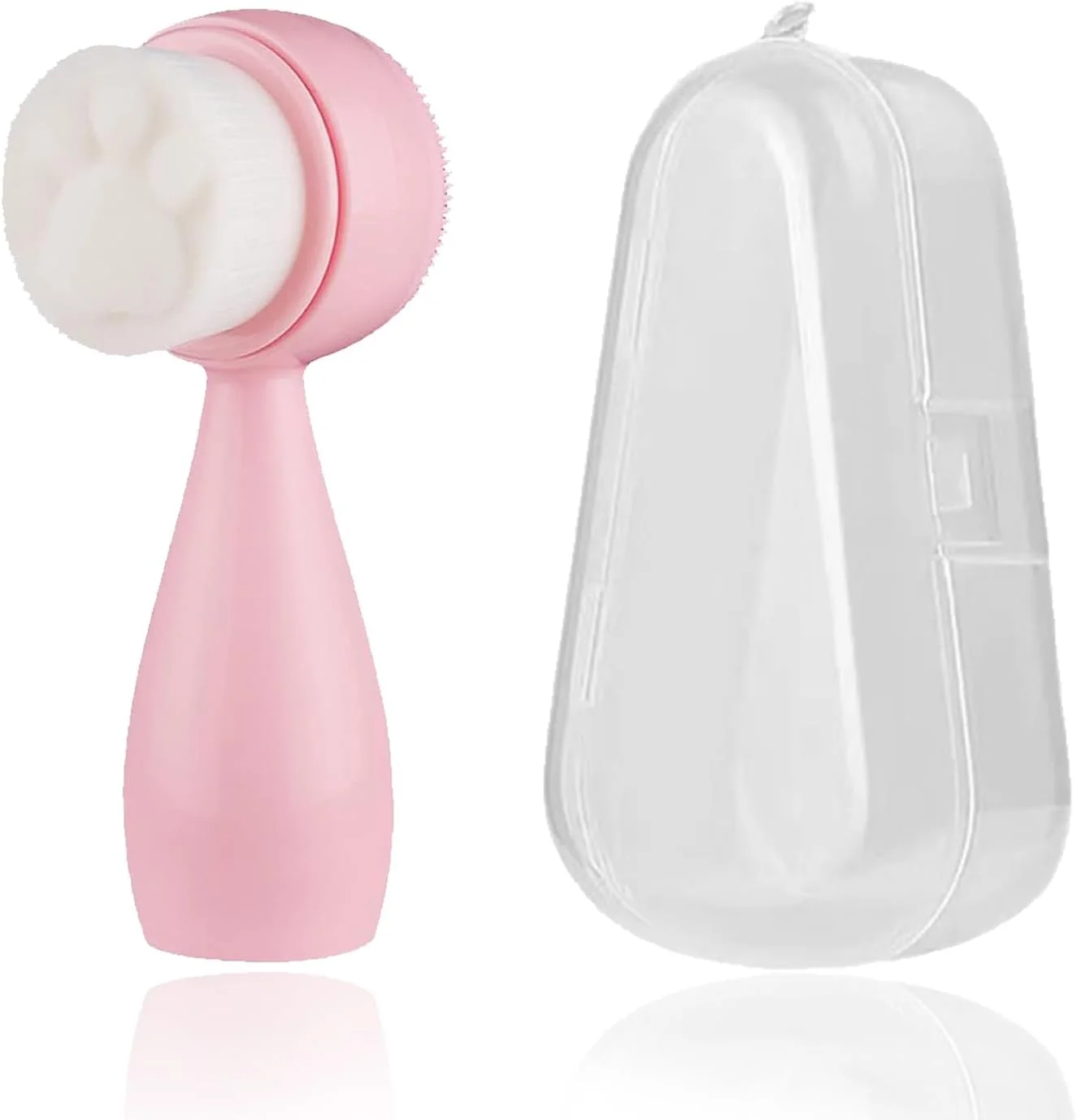 برس پاک کننده صورت برای لایه برداری عمیق منافذ و ماساژ آرایش - ابزار مراقبت از پوست 2 در 1 (صورتی)