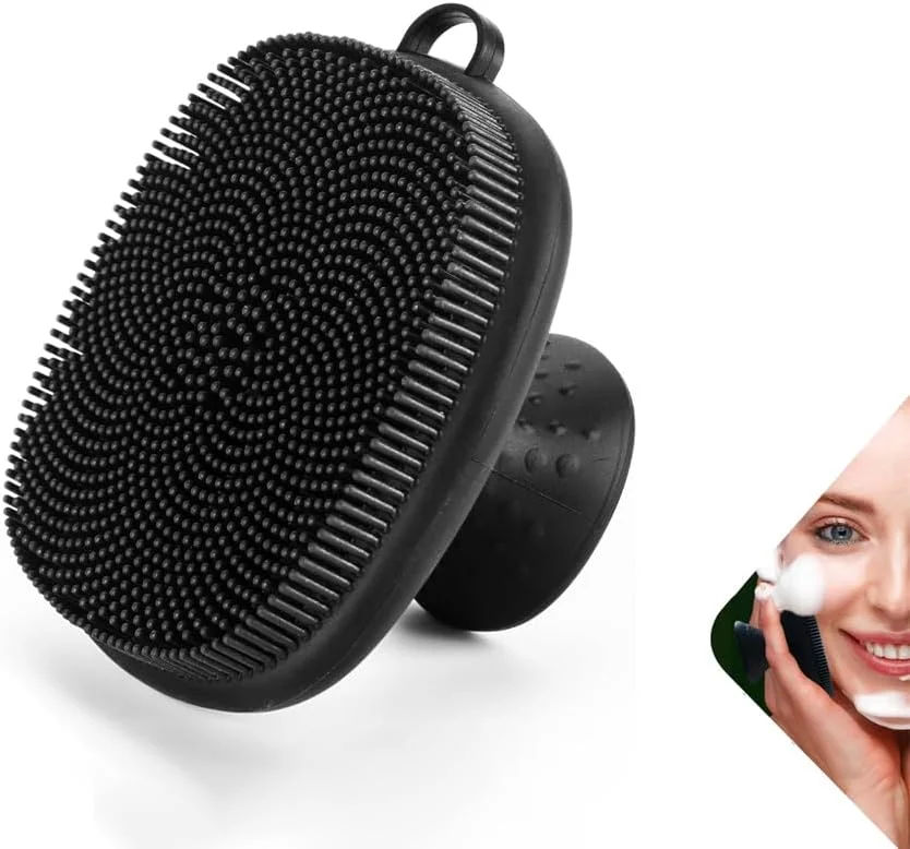 برس پاک کننده صورت سیلیکونی، اسکرابر صورت سیلیکونی، برس های پاک کننده صورت برای پاکسازی و لایه برداری (مشکی)