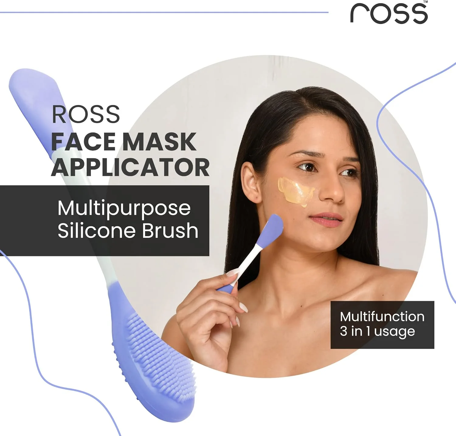 براش سیلیکونی ماسک صورت و برس پاک کننده لب Ross ساخته شده با موهای سیلیکونی فوق بهداشتی و نرم برای لایه برداری ملایم (بنفش)