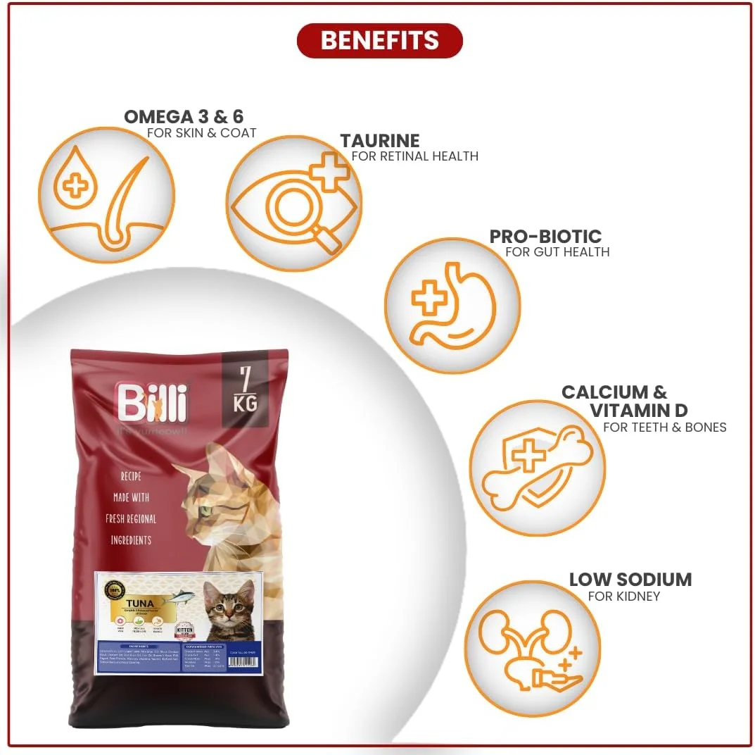 غذای خشک بچه گربه بیلی با طعم ماهی تن واقعی 7 کیلوگرم