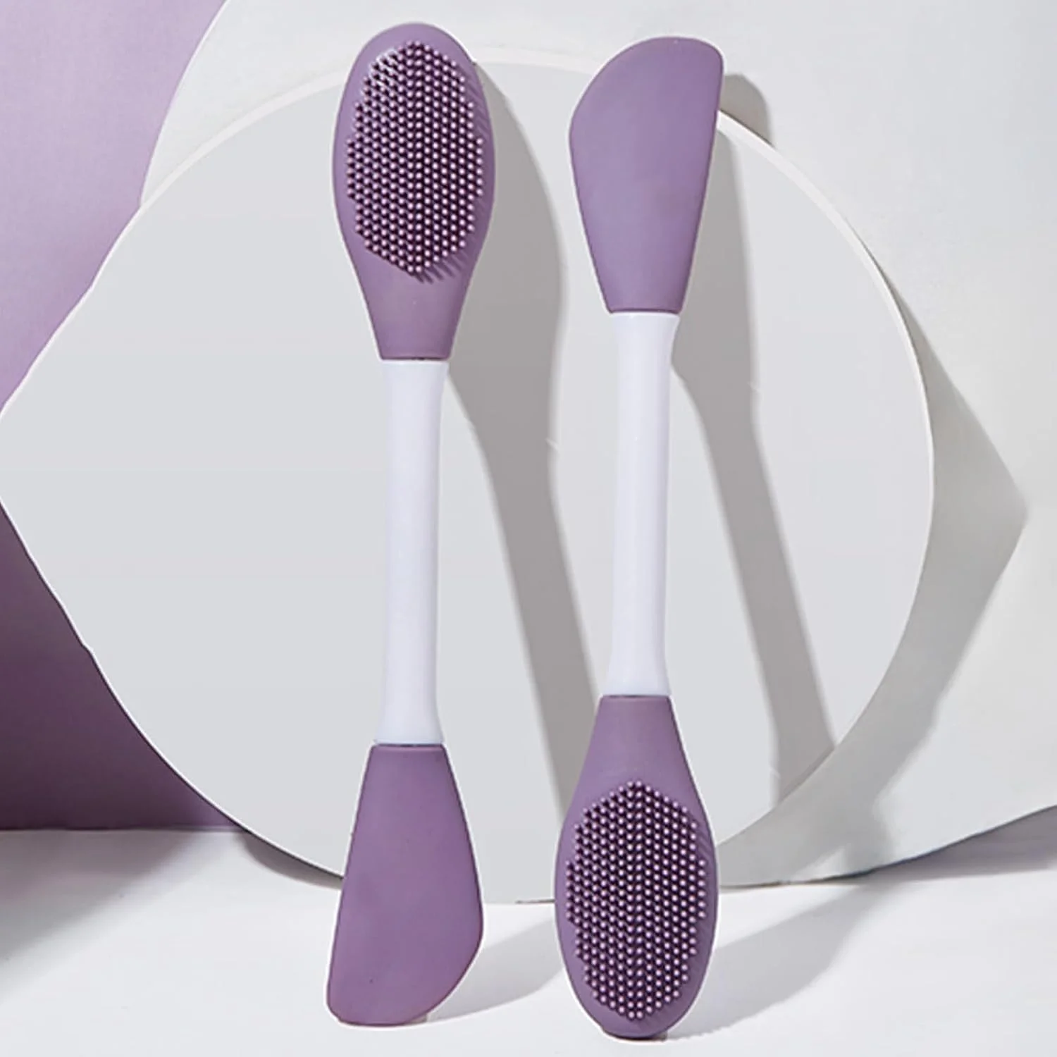 برس پاک کننده صورت، اپلیکاتور دو سر اسکراب گل صورت، ابزار اسکراب با دسته ارگونومیک، محصولات مراقبت از پوست اپلیکاتور صورت برای مسافرت، دوش گرفتن، شستشو و پاک کردن آرایش