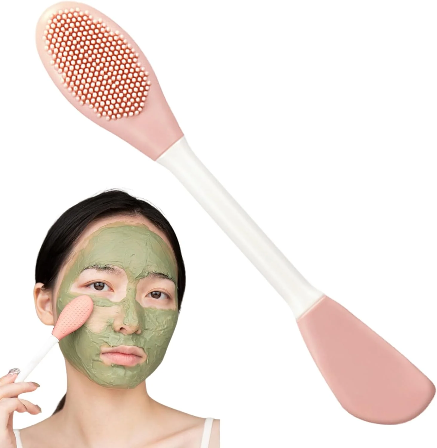 براش های صورت برای پاکسازی، اسکرابر ماساژ صورت دو سر - ابزار اسکراب پاک کننده عمیق، ابزار اپلیکاتور صورت با دسته ارگونومیک برای سالن حرفه ای خانگی