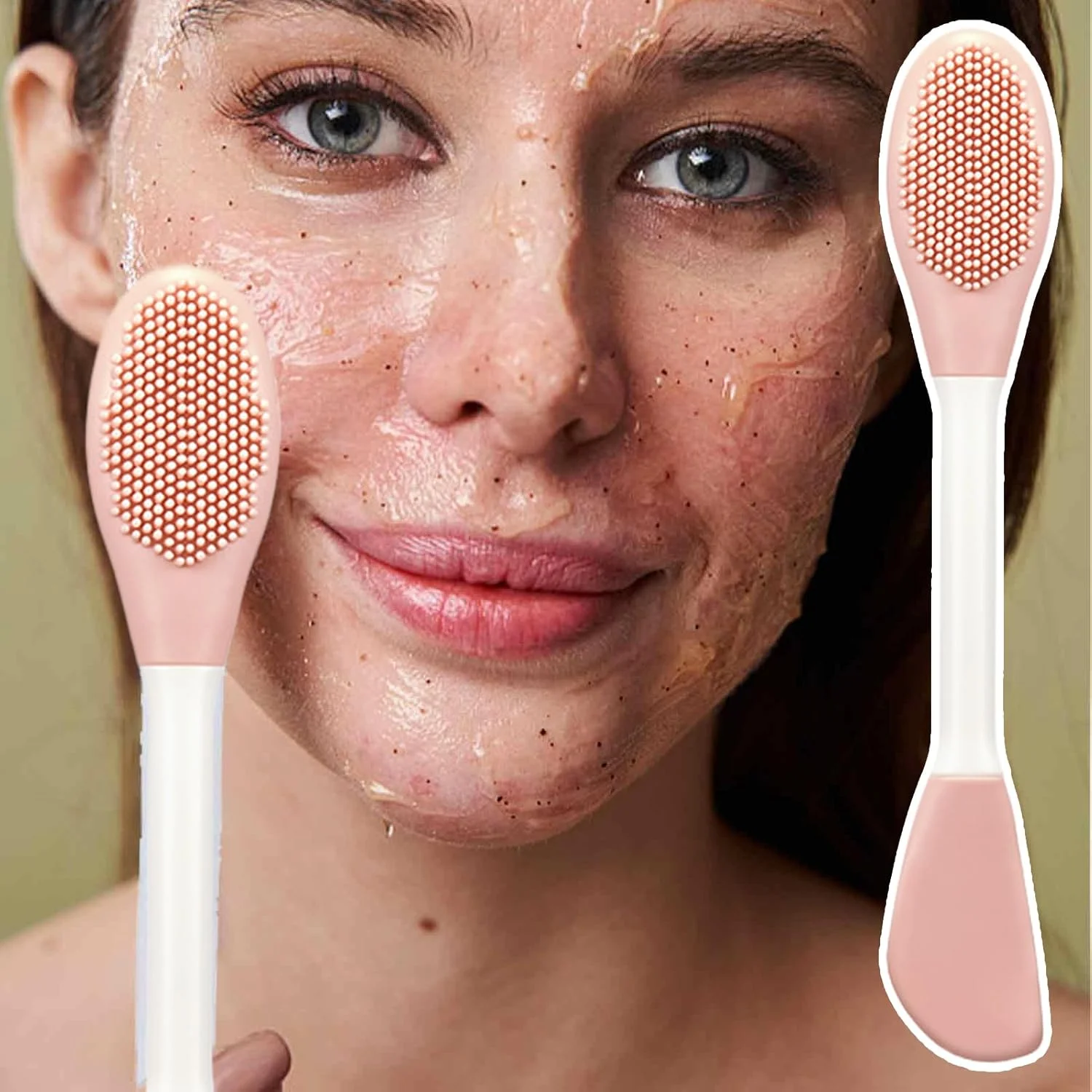 برس پاک کننده صورت، برس شستشوی خاک رس دو سر، ابزار اسکراب دسته ارگونومیک، محصولات مراقبت از پوست اپلیکاتور صورت برای مسافرت، دوش، شستشو و پاک کردن آرایش