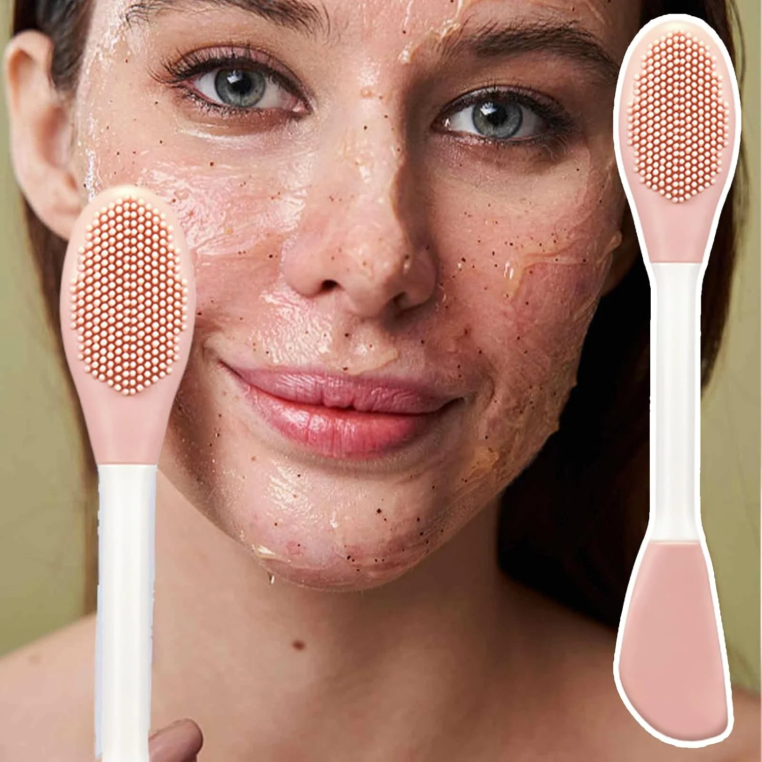 برس پاک کننده صورت - برس پاک کننده منافذ دو سر، ابزار کاربردی صورت با دسته ارگونومیک، لوازم جانبی زیبایی برای پاکسازی عمیق مناسب سفر، دوش و سالن های حرفه ای