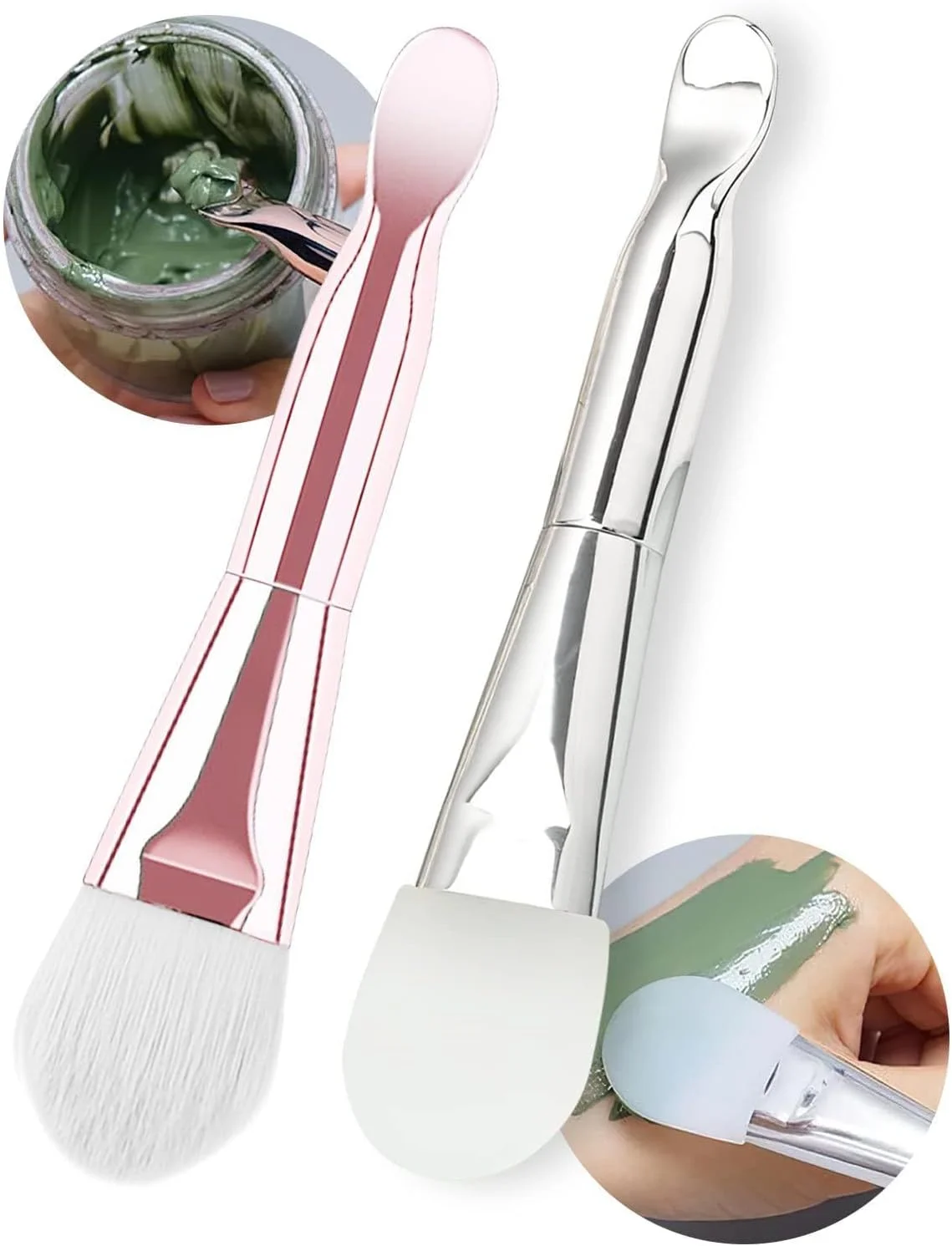 مجموعه 2 عددی برس ماسک صورت Defsedar، برس ماسک سیلیکونی و نرم با انتهای قاشقی، ابزار اپلیکاتور ماسک خاک رس برای کرم