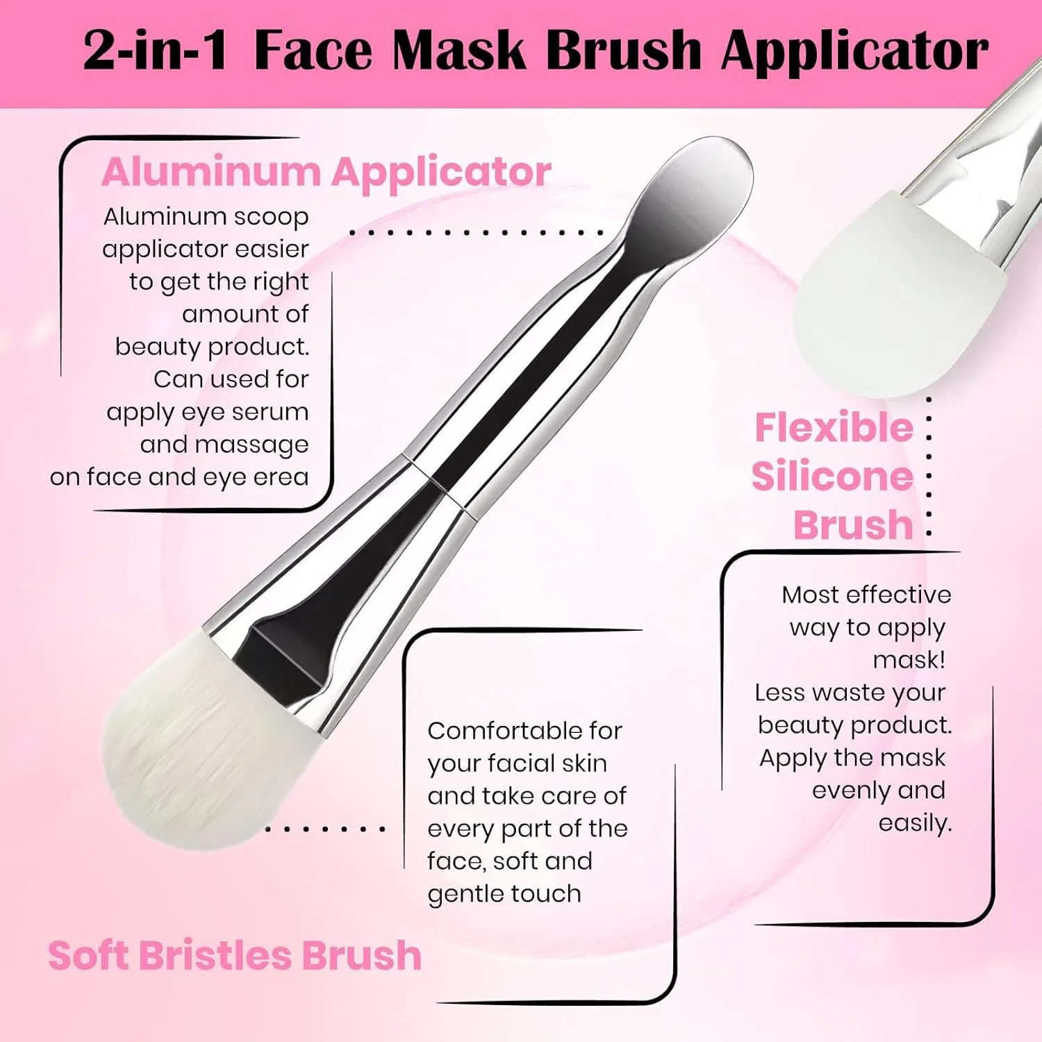 مجموعه 2 عددی برس ماسک صورت Defsedar، برس ماسک سیلیکونی و نرم با انتهای قاشقی، ابزار اپلیکاتور ماسک خاک رس برای کرم