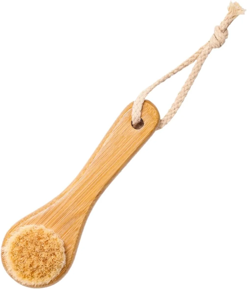 برس پاک کننده صورت موی اسب CTIRCHIU با دسته بامبو، برس لایه بردار و ماساژ ملایم برای پاکسازی روزانه صورت و مراقبت از پوست در خانه و مسافرت