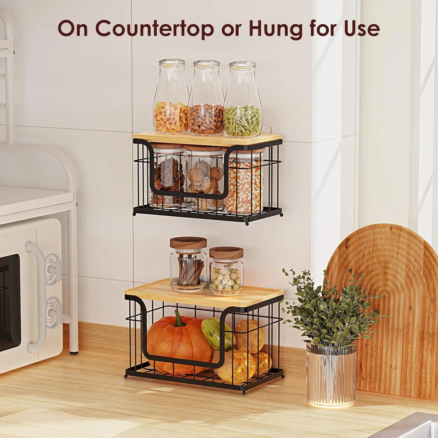 3 Pack Laundry Pantry Kitchen Organizers and Storage, 2 Pack Stackable Trash Bag Holder Under Sink Organizer & 1 Pack Wrap Organizer, Wall Mount Garbage Bag Holder with Bamboo Top for Onion Potato 3 Pack Laundry Pantry Kitchen Organizers and Storage, 2 Pack Stackable Trash Bag Holder Under Sink Organizer & 1 Pack Wrap Organizer, Wall Mount Garbage Bag Holder with Bamboo Top for Onion Potato