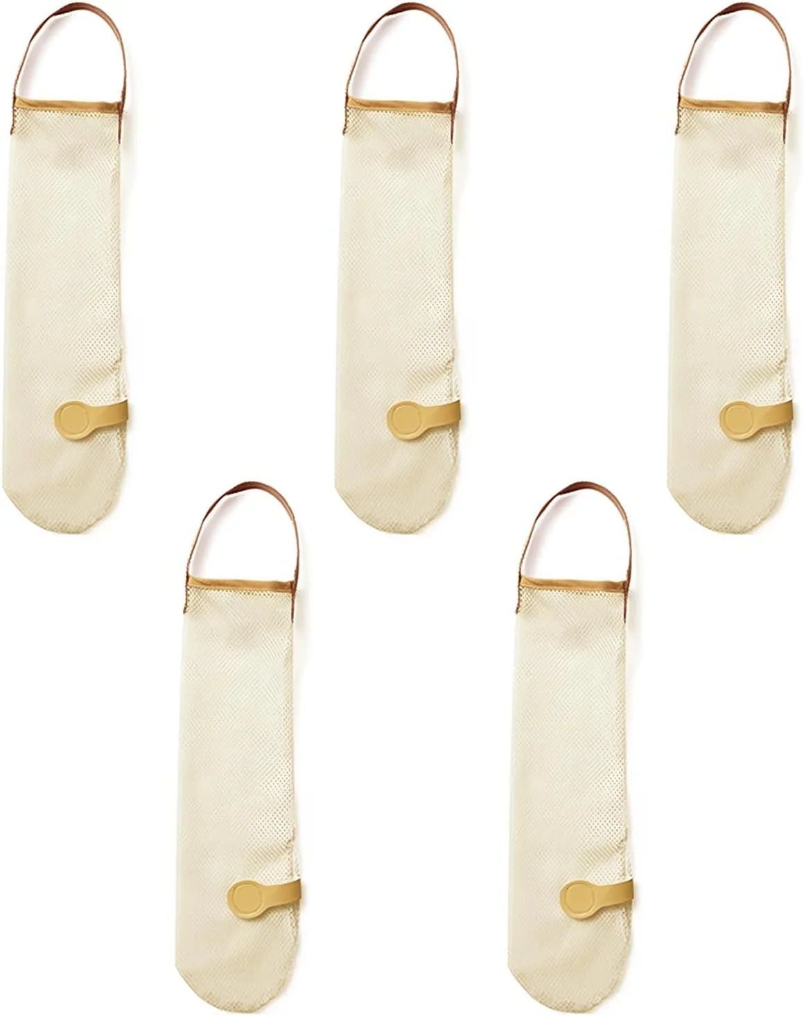 فائوتوپ 5 عدد کیسه پیاز، کیسه های توری ذخیره سازی سیر، کیسه های توری آویز سیر برای کیسه های ذخیره سازی پیاز آشپزخانه