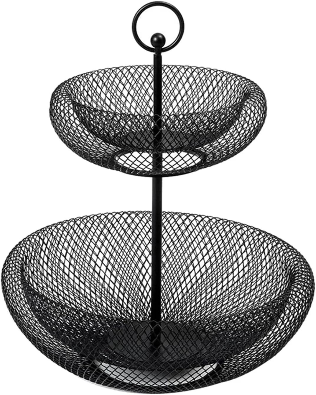 سبد میوه 2 طبقه و کاسه میوه - سبد ذخیره سازی میوه و سبزیجات، سبد میوه برای روی میز، برای نان، پیاز، سیب زمینی، سبزیجات، محصولات