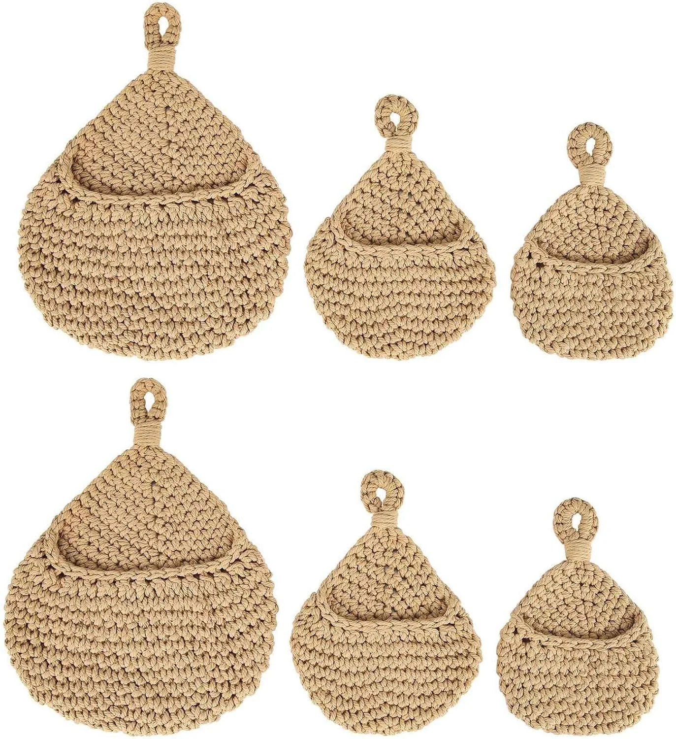 سبد آویز بوهو 6 تکه، سبد میوه آویز دیواری برای نگهداری، نگهدارنده سبزیجات برای سیب زمینی، پیاز، سیر