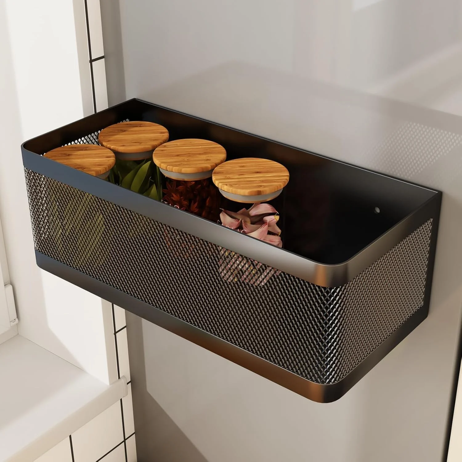 شلف مغناطیسی برای قفسه های یخچال، برای سازماندهی سبد کلاس درس وایت برد، نگهدارنده قفسه، ظروف جعبه ای مغناطیسی برای کنار یخچال (مشکی، 28 سانتی متر * 12.5 سانتی متر * 9.9 سانتی متر، 1 عدد) شلف مغناطیسی برای قفسه های یخچال، برای سازماندهی سبد کلاس درس وایت برد، نگهدارنده قفسه، ظروف جعبه ای مغناطیسی برای کنار یخچال (مشکی، 28 سانتی متر * 12.5 سانتی متر * 9.9 سانتی متر، 1 عدد)