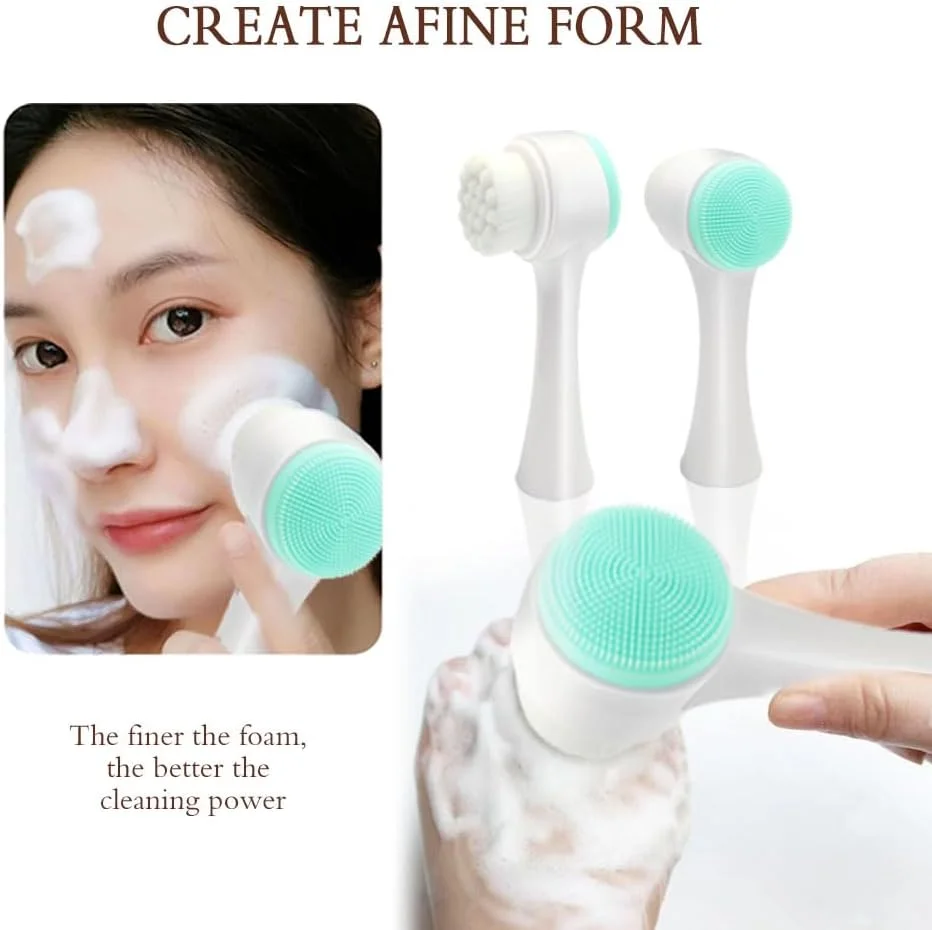 مجموعه شستشوی صورت BOYYJING، برس پاک کننده دستی صورت، برس صورت مراقبت از پوست 2 در 1، اسکرابر سیلیکونی صورت، مجهز به هدبند، مچ بند، برس ماسک صورت و پودر پفکی (آبی 6 تکه)