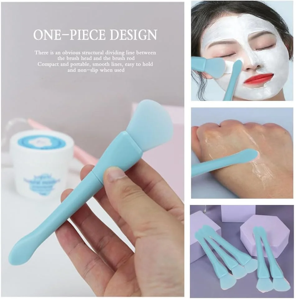 مجموعه شستشوی صورت BOYYJING، برس پاک کننده دستی صورت، برس صورت مراقبت از پوست 2 در 1، اسکرابر سیلیکونی صورت، مجهز به هدبند، مچ بند، برس ماسک صورت و پودر پفکی (آبی 6 تکه)