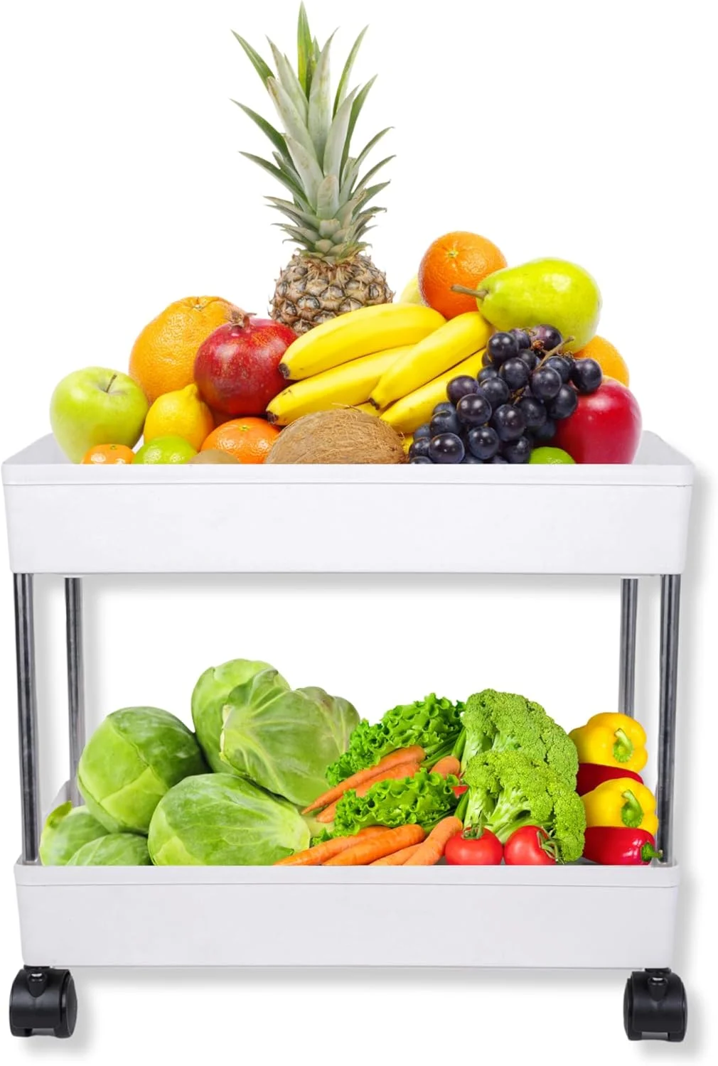 قفسه باریک چرخ دار AEXONIZ TOYS - ترولی ذخیره سازی آشپزخانه، سازمان دهنده چند منظوره چرخ دار صرفه جویی در فضا، مناسب برای کنار یخچال، ماشین لباسشویی، حمام، انبار، نگهدارنده لوازم آرایش (2 طبقه)