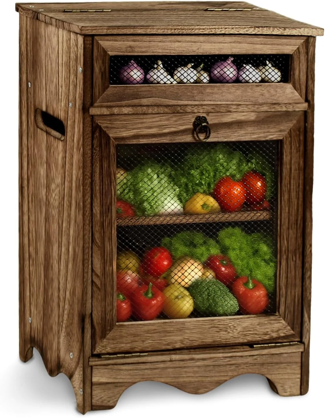 جعبه نگهداری چوبی رومیزی Mounting UP، کابینت رومیزی برای میوه و سبزیجات، جعبه نان چوبی، محل نگهداری سیب زمینی، پیاز و گوجه فرنگی، استیشن قهوه، 30W x 17D x 40H سانتی متر، رنگ روستیک، انگلستان جعبه نگهداری چوبی رومیزی Mounting UP، کابینت رومیزی برای میوه و سبزیجات، جعبه نان چوبی، محل نگهداری سیب زمینی، پیاز و گوجه فرنگی، استیشن قهوه، 30W x 17D x 40H سانتی متر، رنگ روستیک، انگلستان