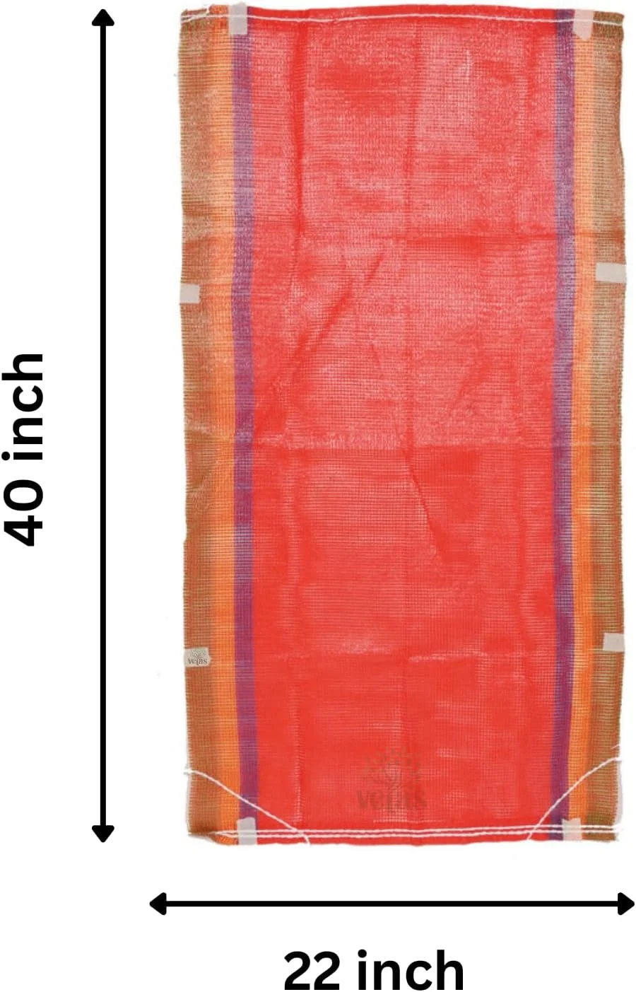 کیسه توری مدرن پلی اتیلن HDPE وتاس، بوری، بورا برای نگهداری سبزیجات، میوه ها، کیسه پیاز، کیسه سیب زمینی، کیسه مشبک (سایز 40 اینچ در 22 اینچ، 50 کیلوگرم، مجموعه 5 عددی، قرمز)